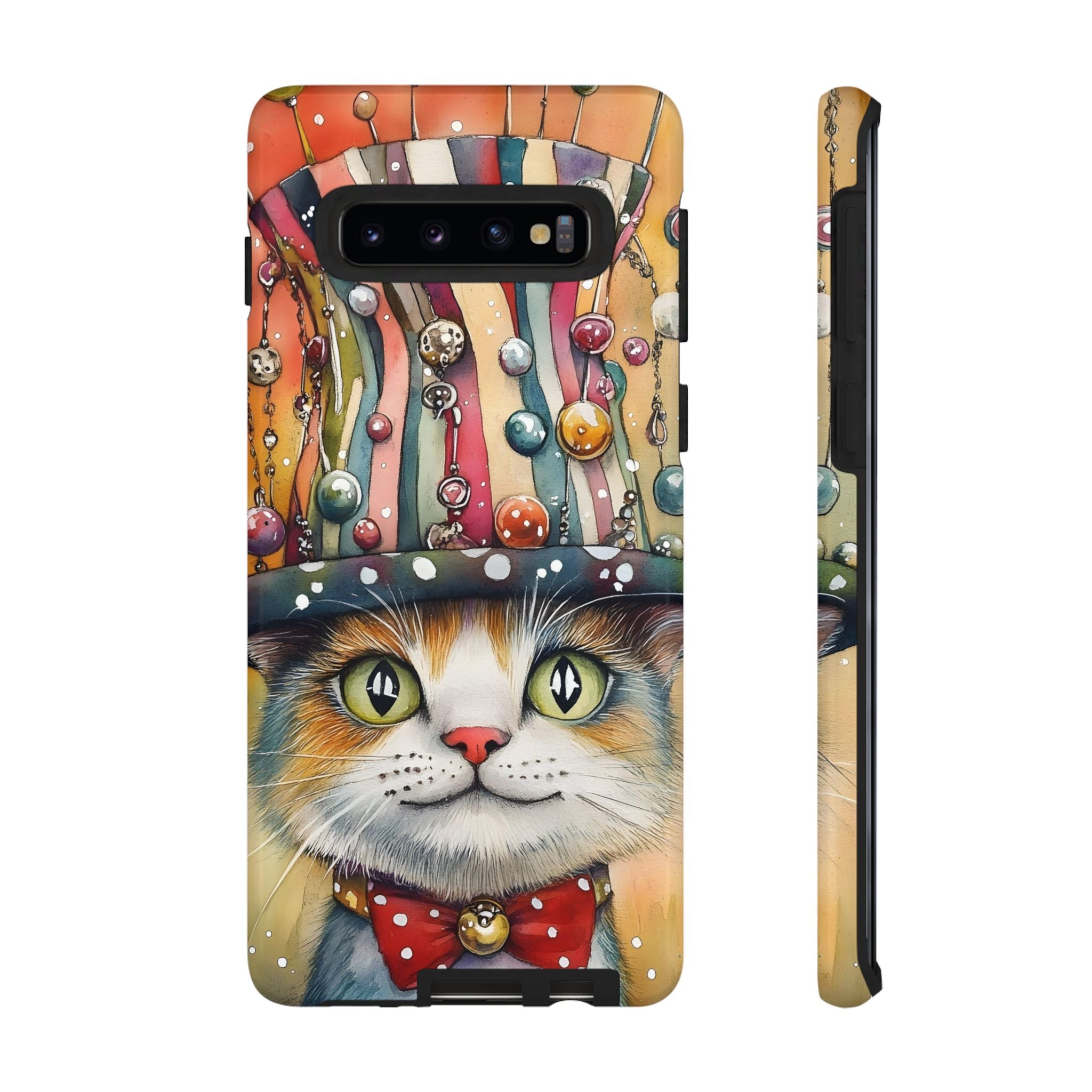 Cat in Colourful Top Hat Samsung Galaxy Case — Whimsical Cat Art iPhone Case