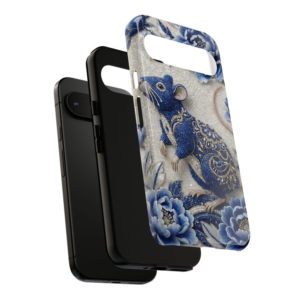Asian Zodiac Rat Google Pixel Phone Case | Blue & White Porcelain Art Slim Protective iPhone Case | Year of the Rat Gift