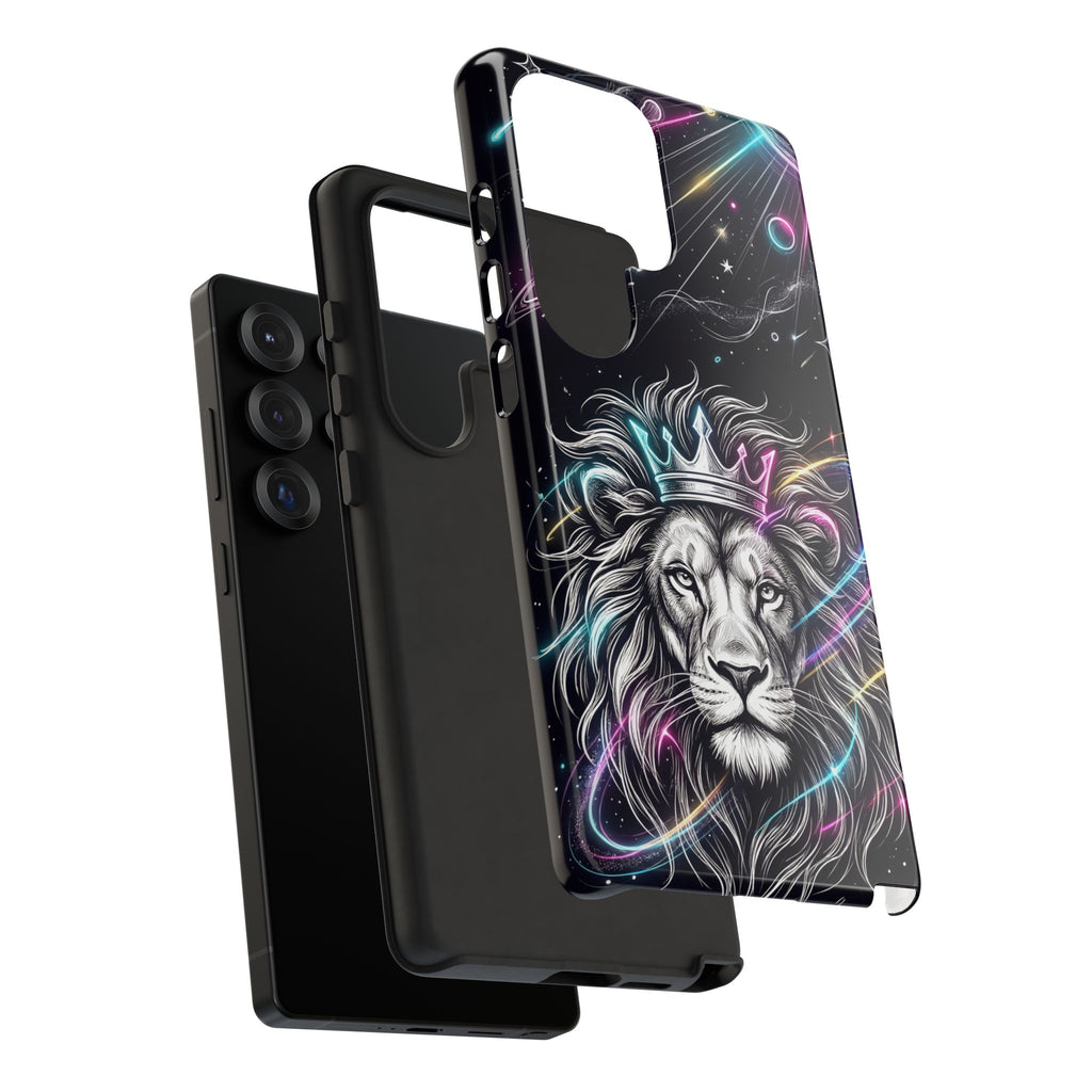Galaxy Lion Samsung Galaxy Phone Case | Neon Crowned Lion Protective Case
