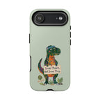 Funny T Rex Tough iPhone Case | Sage Green Inner Peace Dinosaur Cover