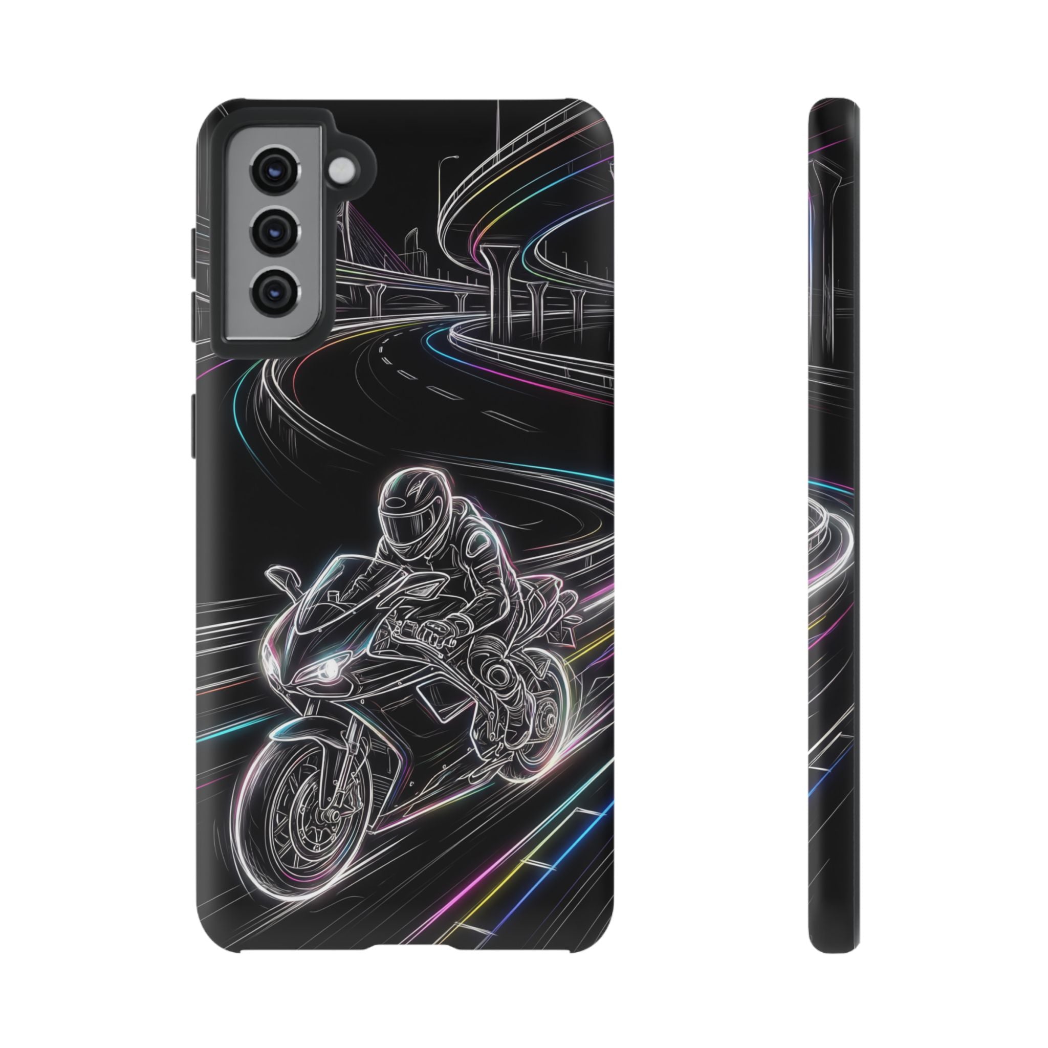 Neon Night Rider Samsung Galaxy Phone Case | Motorcycle Racing Protective Cover