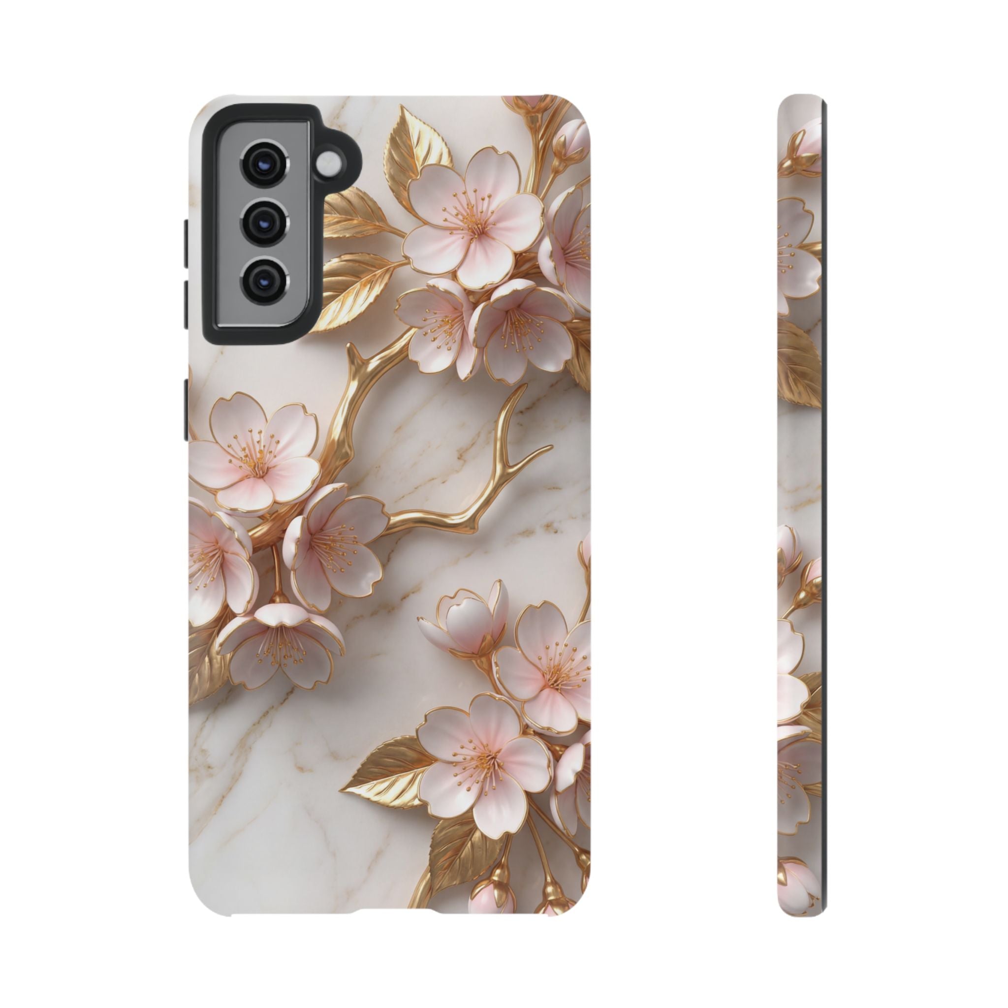 Floral Marble Samsung Galaxy Case — Sakura Gold Cherry Blossom Tough Case