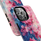 Floral Cherry Blossom iPhone Case | Pink Blue Watercolour