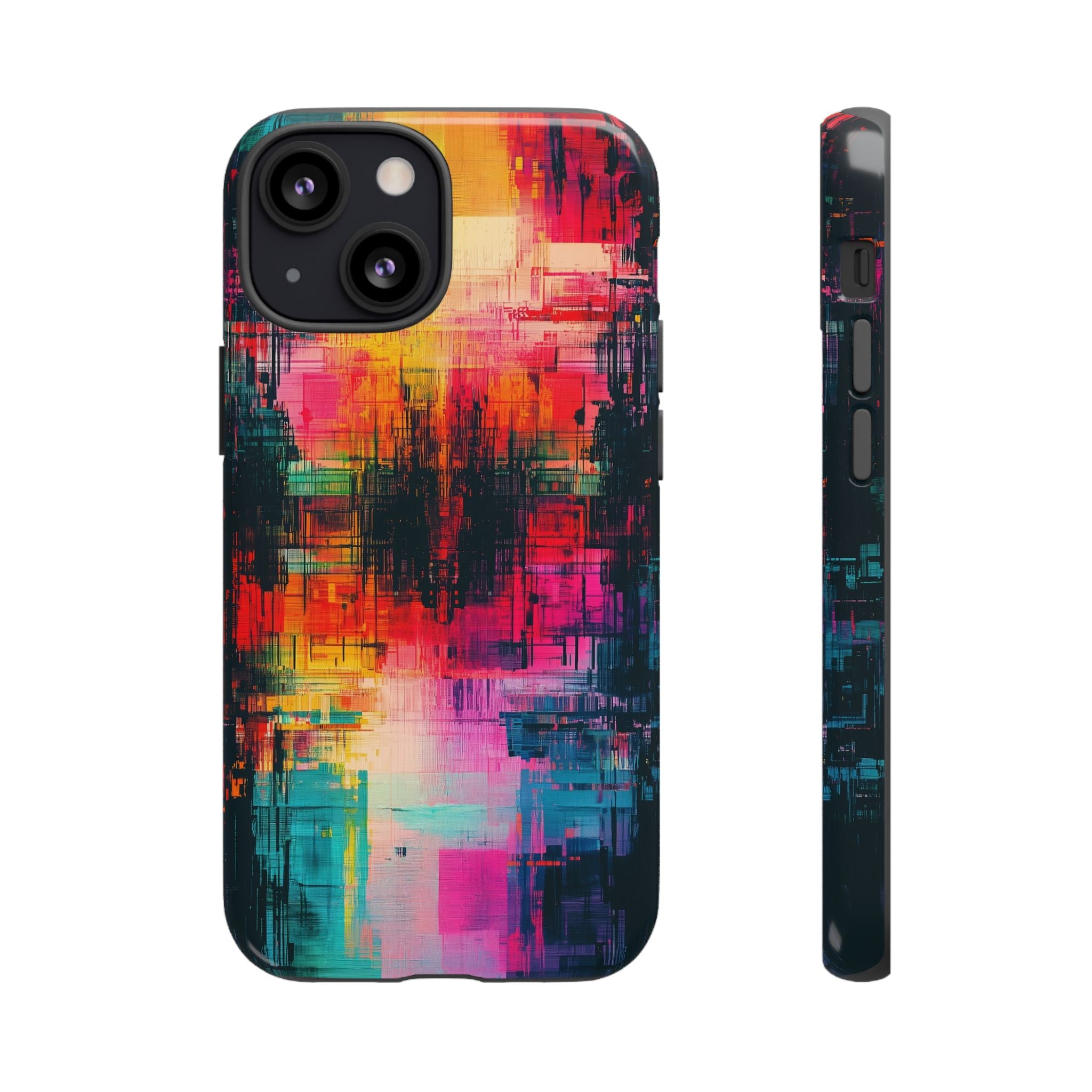 Abstract Neon Glitch Art Tough iPhone Case