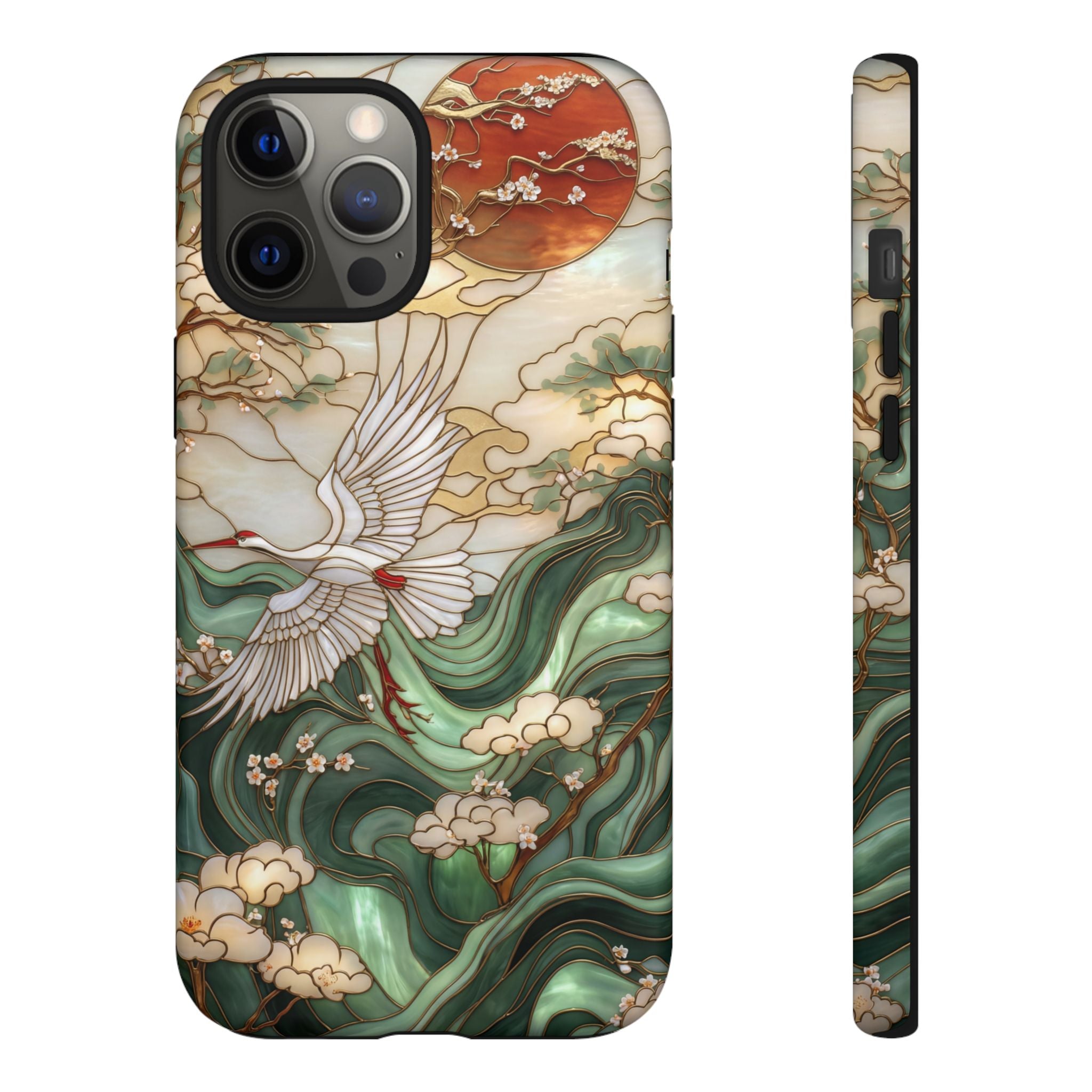 Cranes & Waves Protective iPhone Case | Japanese-Inspired Art Phone Cover