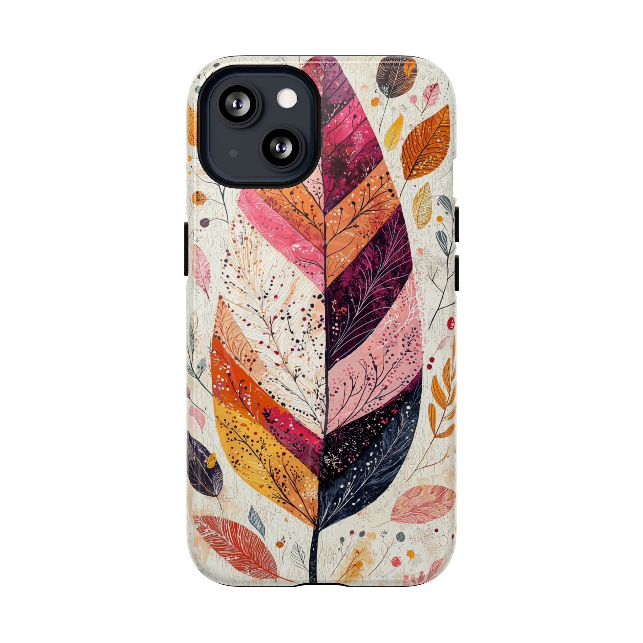 Custodia MagSafe resistente per iPhone Autumn Leaf | Design autunnale con piume ad acquerello