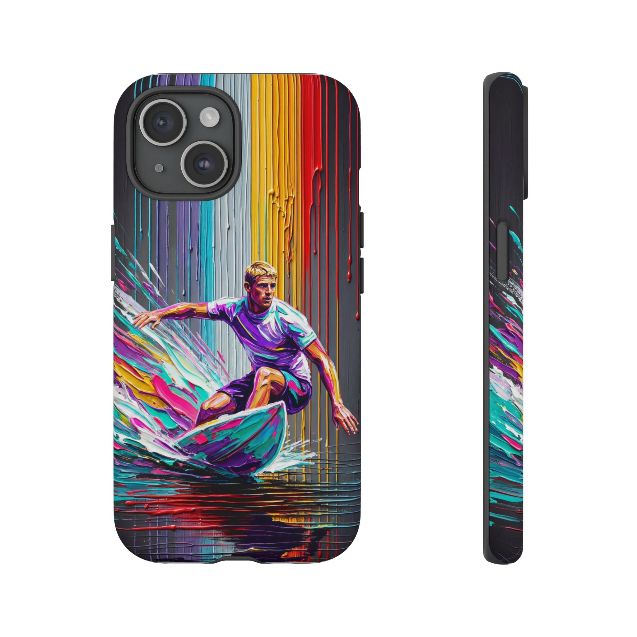 Surfing Art iPhone Case | Colourful Wave Surfer Protective Cover