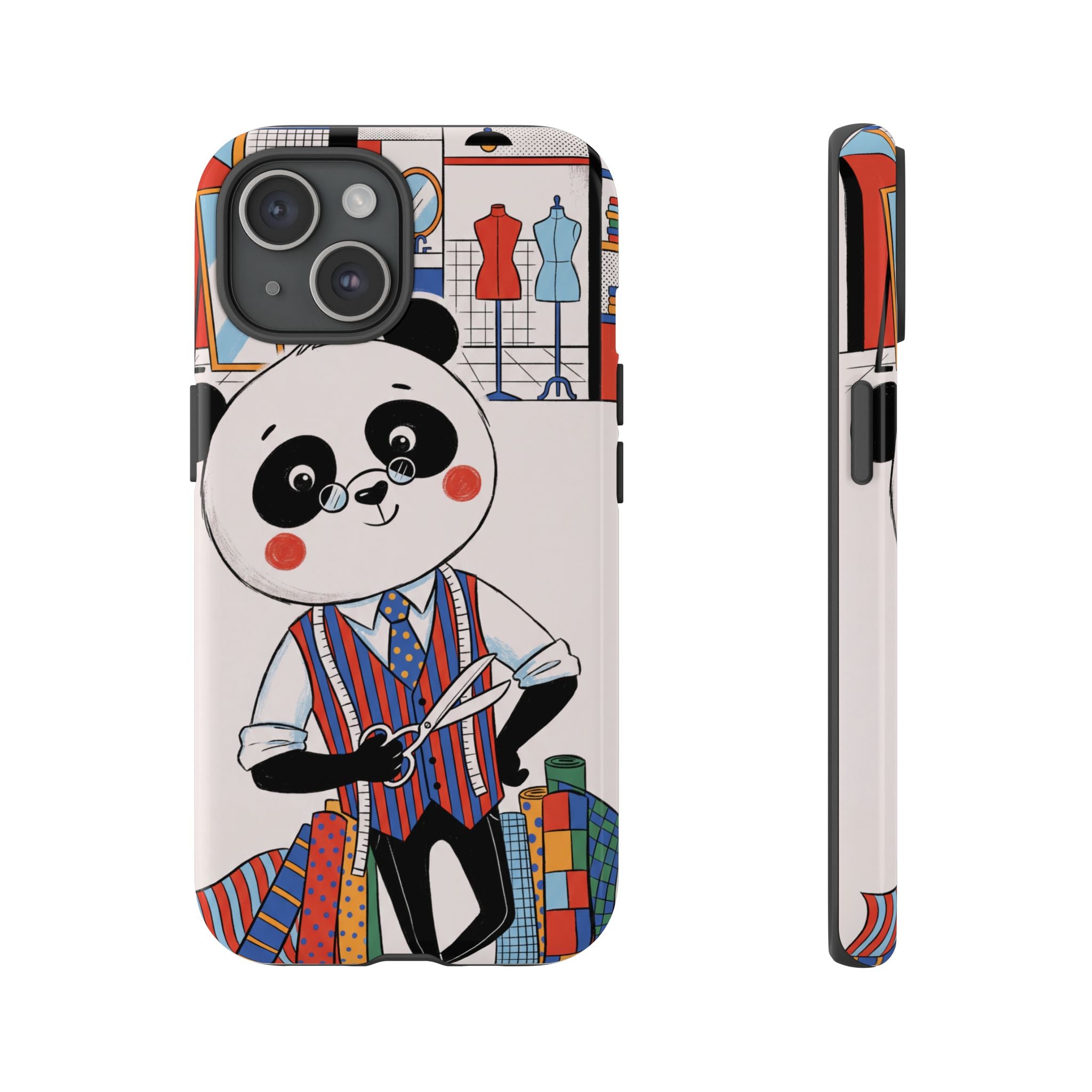 Panda Tailor iPhone Case | Cute Seamstress Cartoon