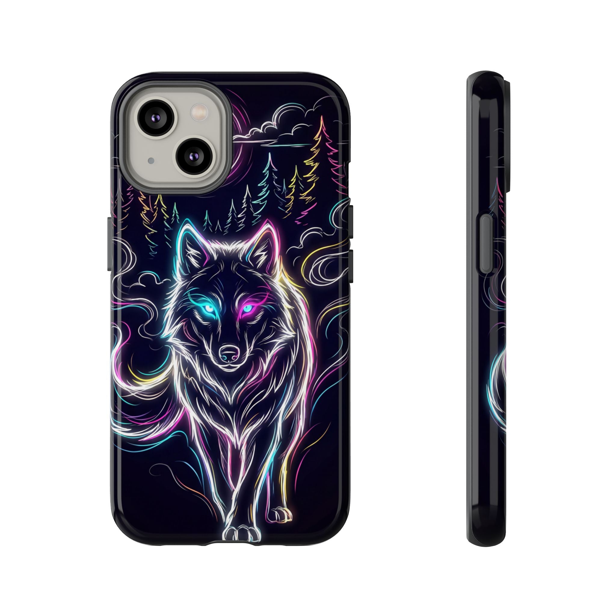 Neon Wolf iPhone Case | Mystic Glow Protective Tough Case