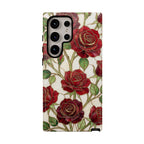 Custodia resistente per Samsung Galaxy con motivo floreale vintage a rosa rossa