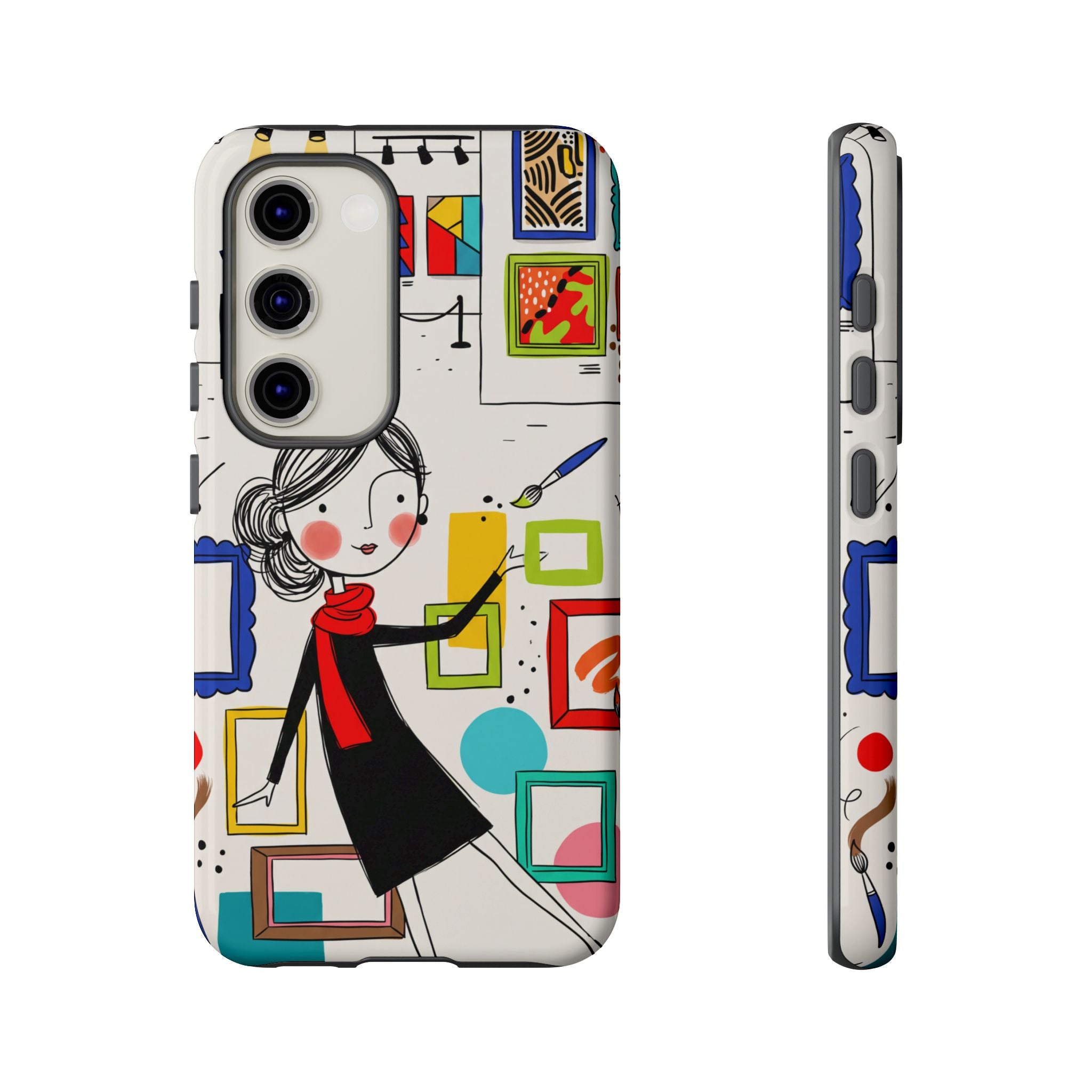 Art Gallery Illustration Samsung Galaxy Phone Case | Cute Woman with Frames Design
