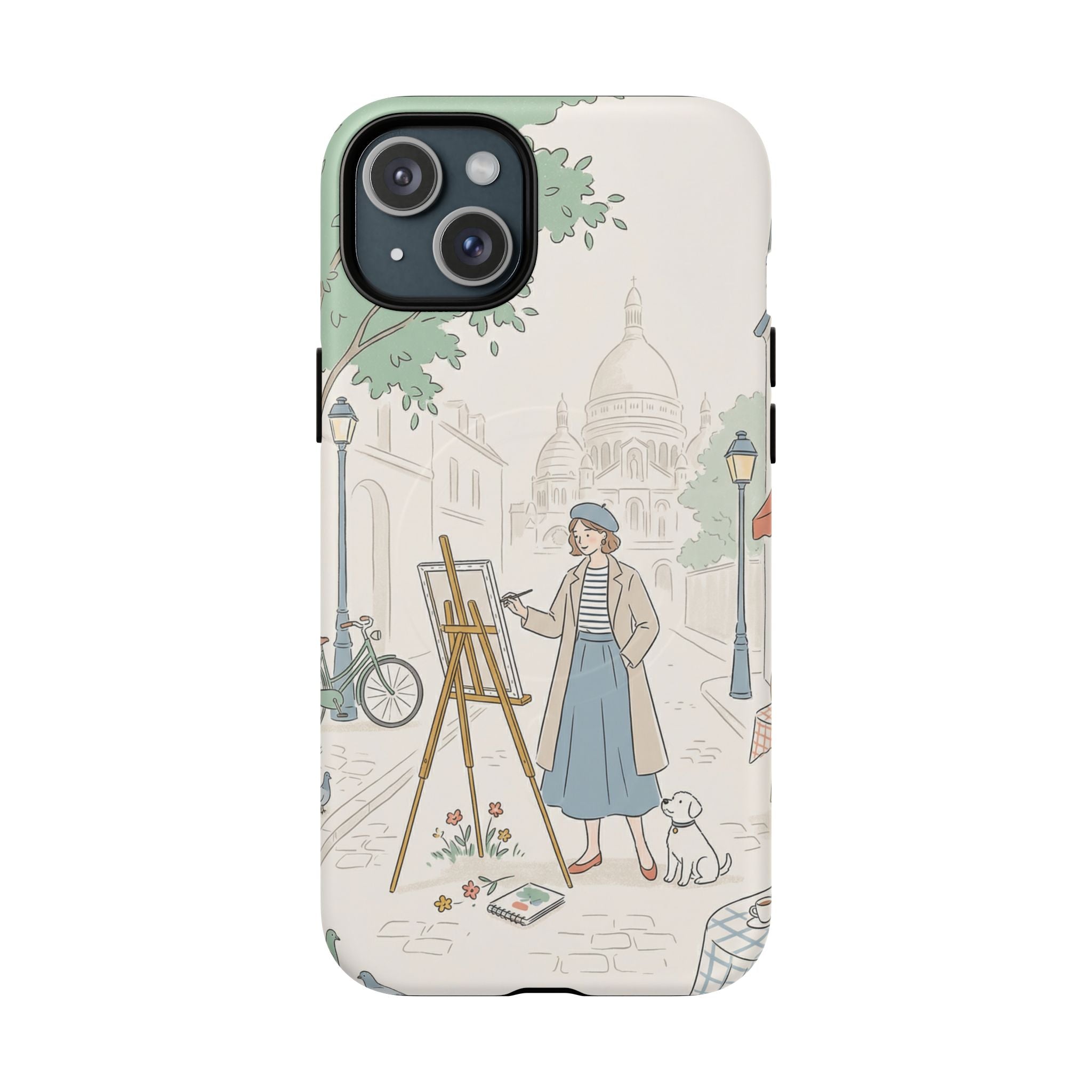 Artist in Paris MagSafe iPhone Case | Vintage Painter Street Scene Protective Cover