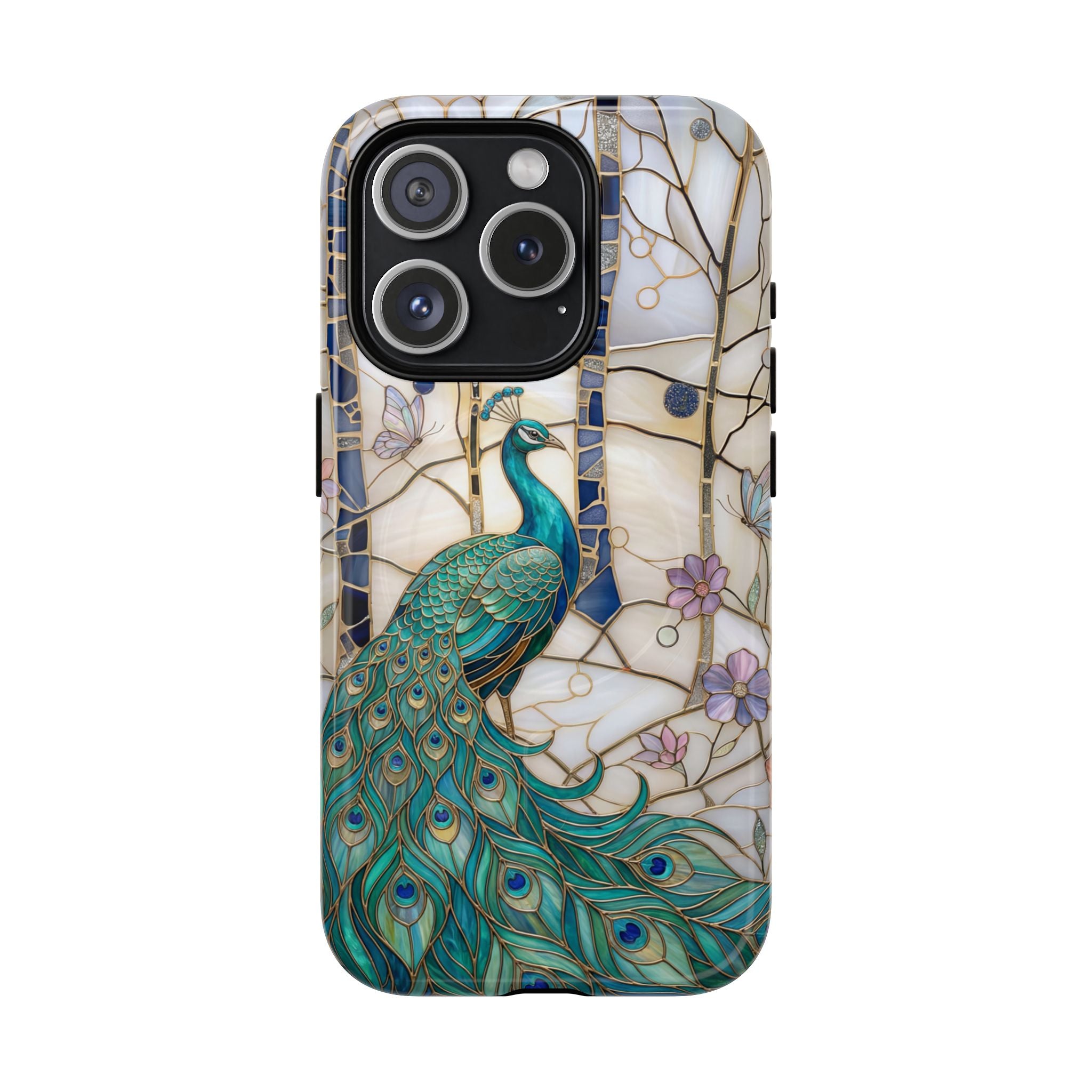 Peacock Stained Glass Tough MagSafe Phone Case