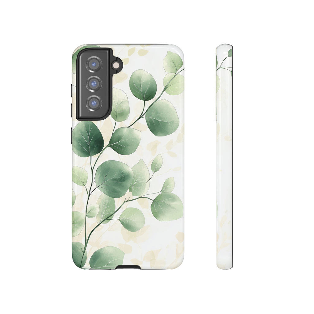 Botanical Eucalyptus Tough Samsung Galaxy Phone Case | Green Watercolour Leaf