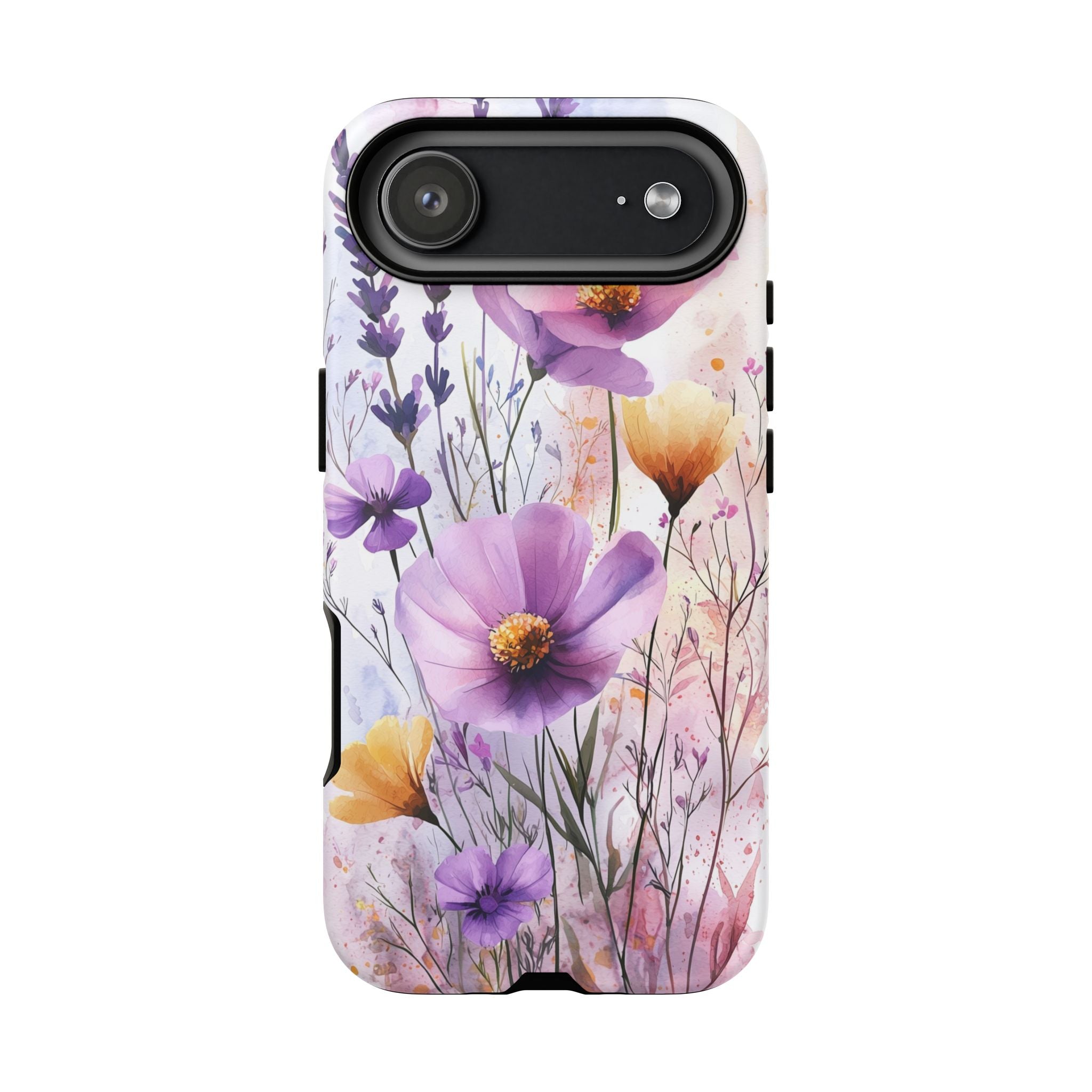 Floral Watercolour Tough iPhone Case | Purple & Yellow Wildflowers