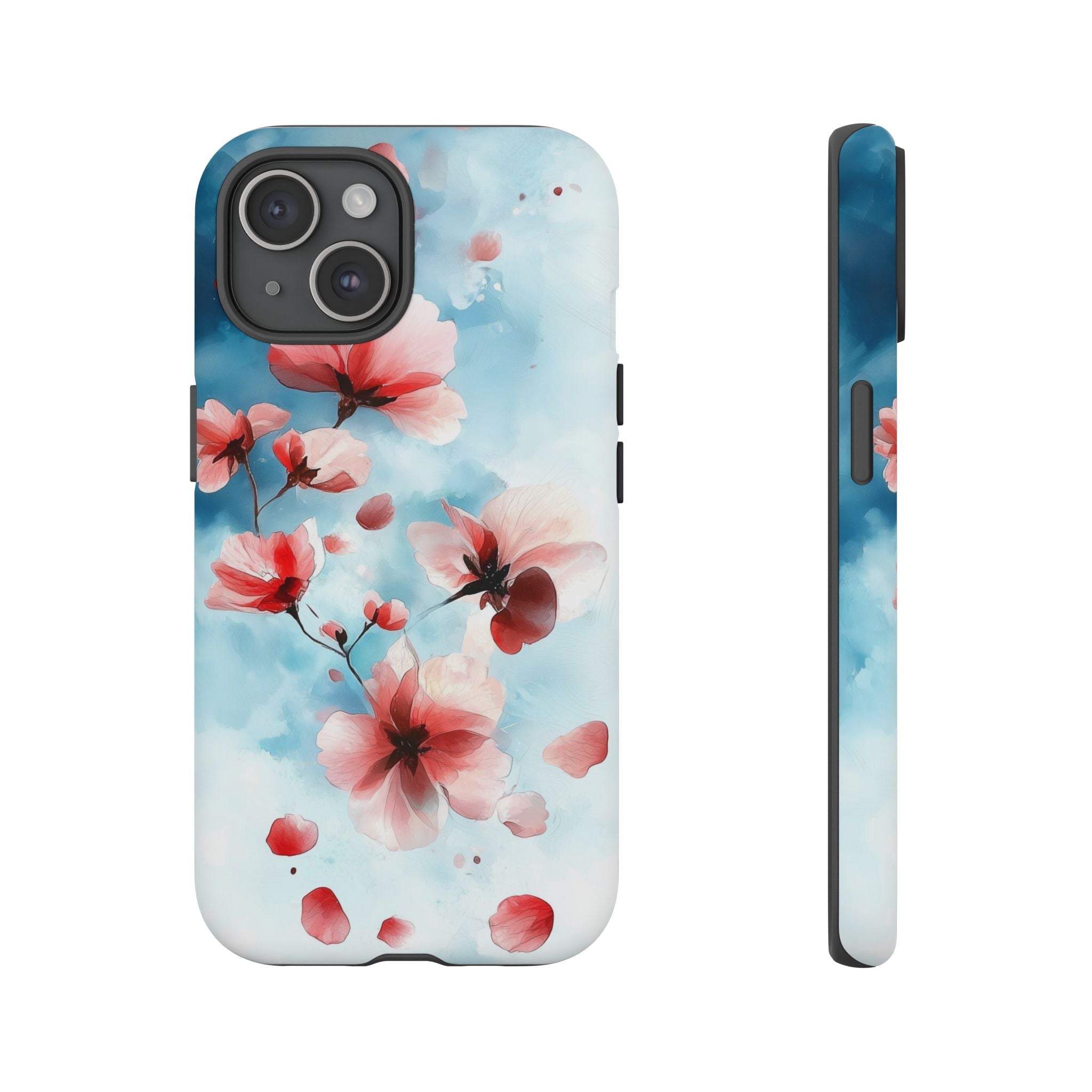 Floral Cherry Blossom iPhone Case | Pastel Pink Blue