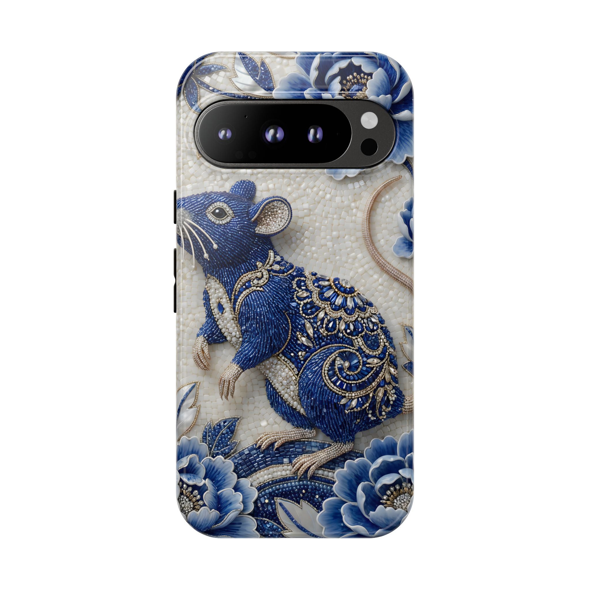 Asian Zodiac Rat Google Pixel Phone Case | Blue & White Porcelain Art Slim Protective iPhone Case | Year of the Rat Gift
