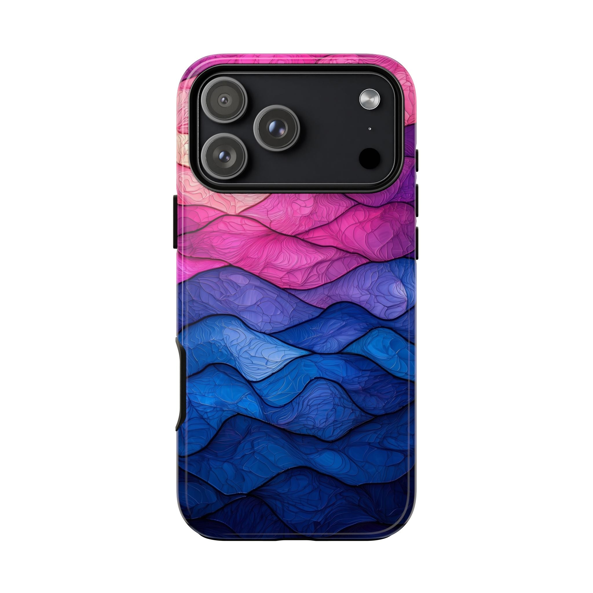 Abstract Ocean Waves iPhone Case — Pink & Blue Gradient Tough Case