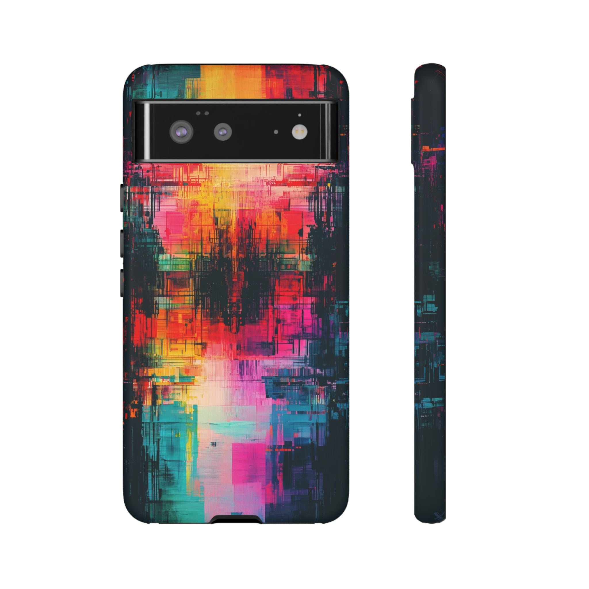 Abstract Neon Glitch Art Tough Google Pixel Case