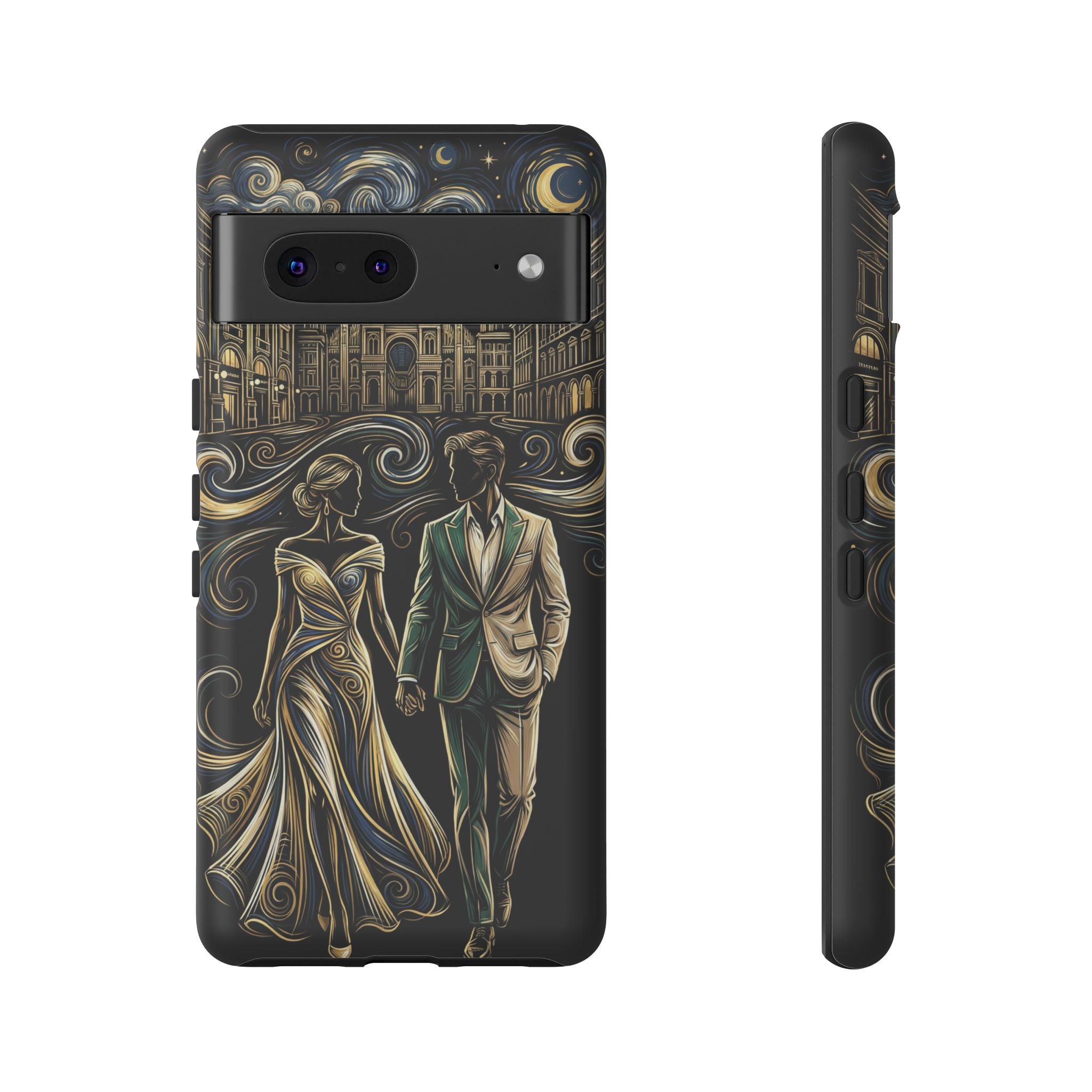 Romantic Night Walk Google Pixel Phone Case | Elegant Couple Art