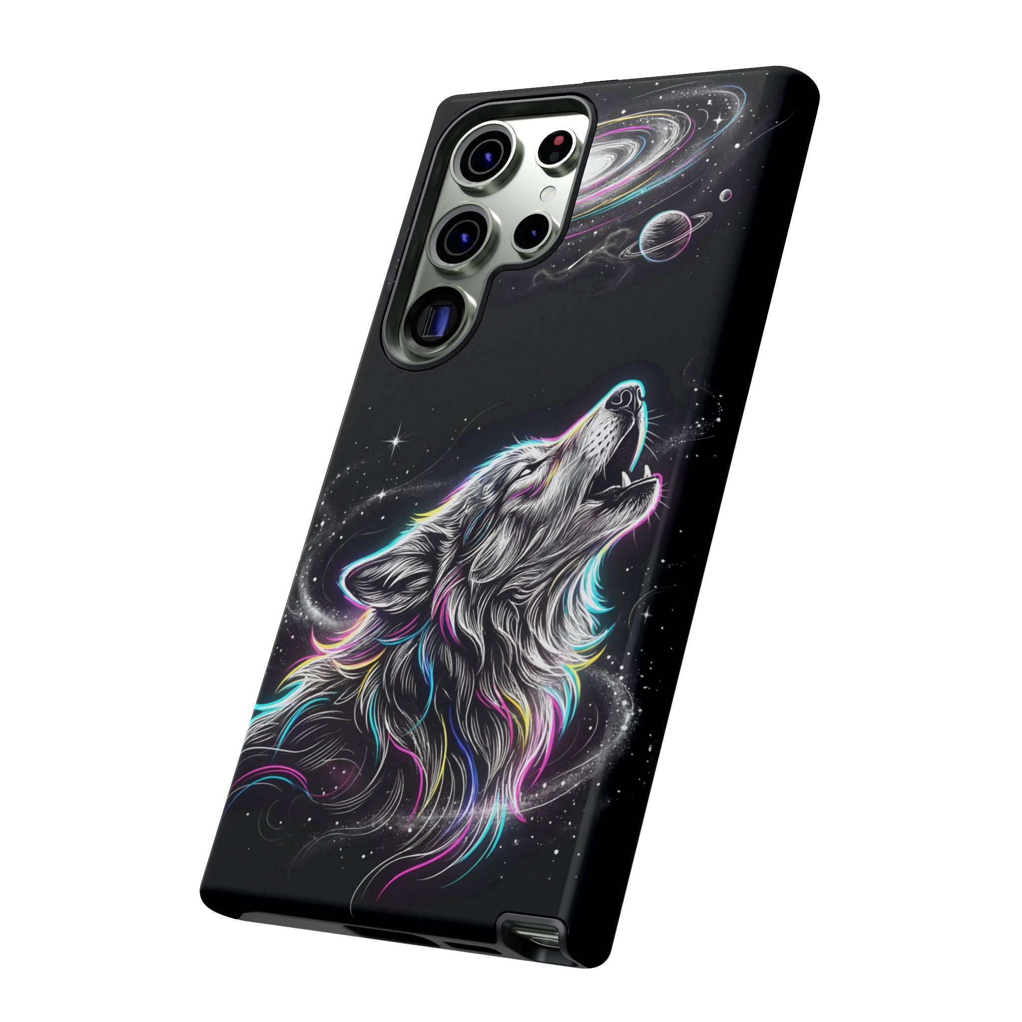 Wolf Galaxy Tough Samsung Galaxy Phone Case | Colorful Howling Wolf Space Design
