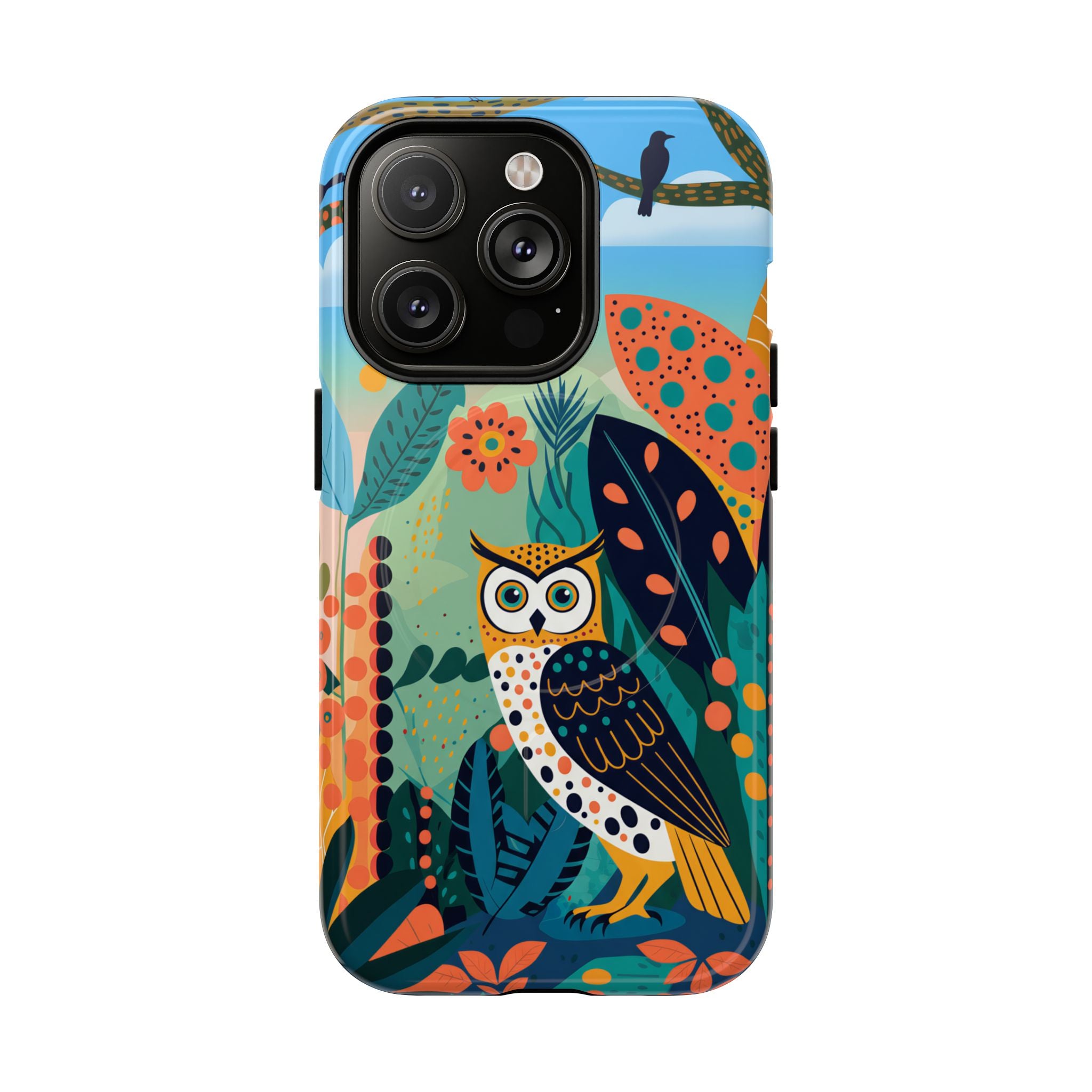 Botanical Forest Colourful Owl MagSafe iPhone Case