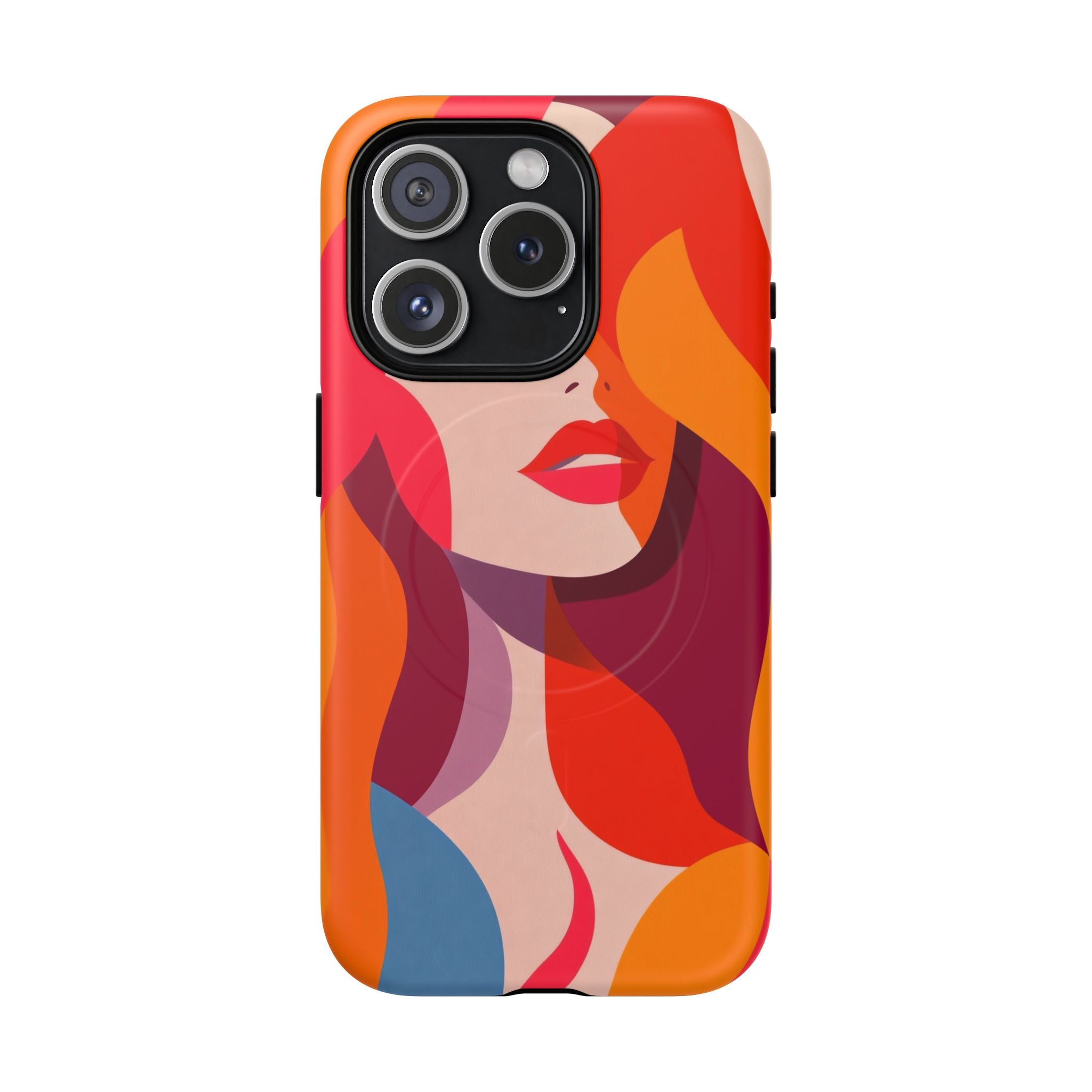 Custodia MagSafe per iPhone con donna pop art retrò | Ritratto astratto colorato e audace