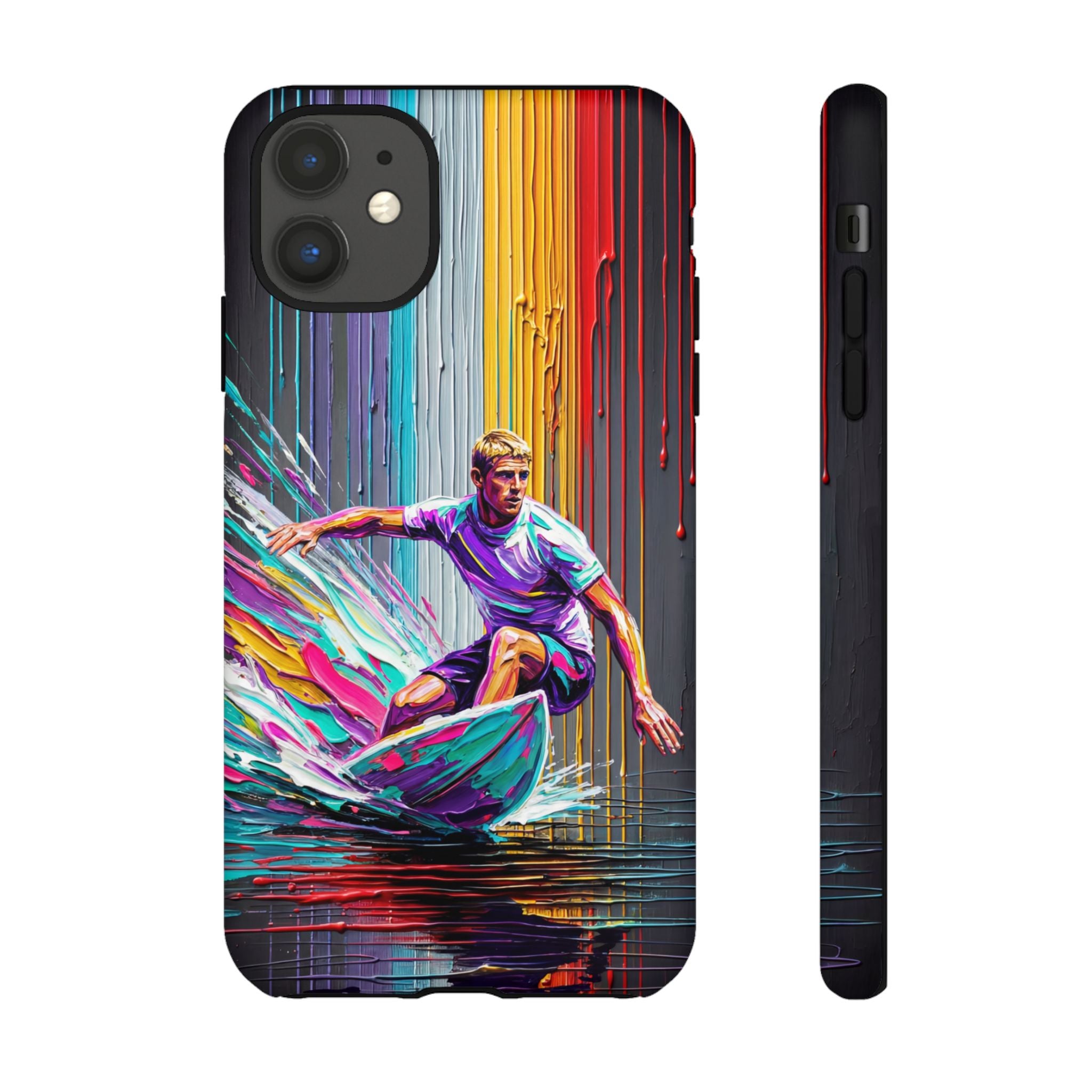 Surfing Art iPhone Case | Colourful Wave Surfer Protective Cover