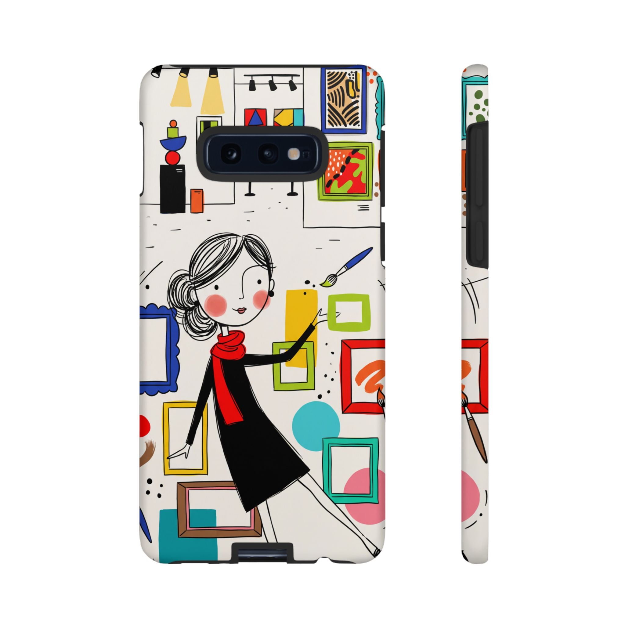 Art Gallery Illustration Samsung Galaxy Phone Case | Cute Woman with Frames Design