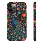 Peacock Floral Tough iPhone Case | Protective Phone Case with Colorful Garden Design