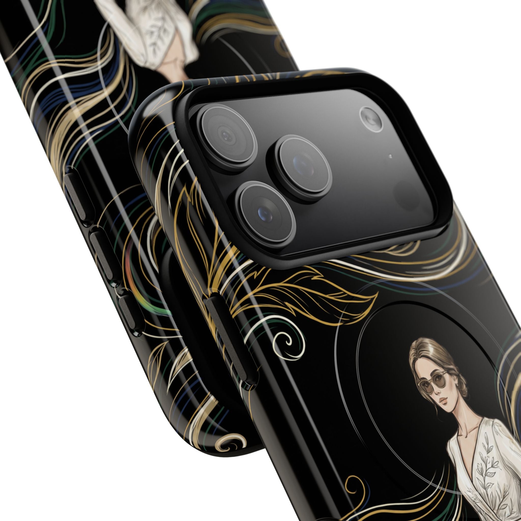 Elegant Woman Illustration MagSafe iPhone Case | Vintage Bride in Flowing Gown