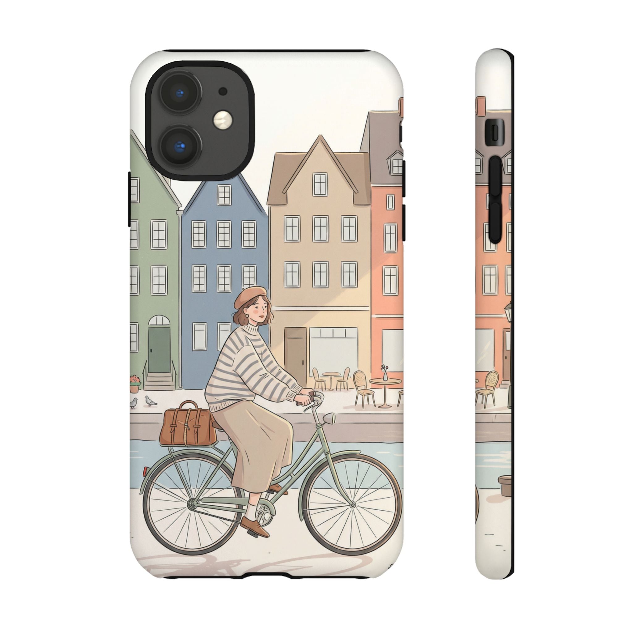 City Bike iPhone Case | Cozy European Street Illustration Tough Cases