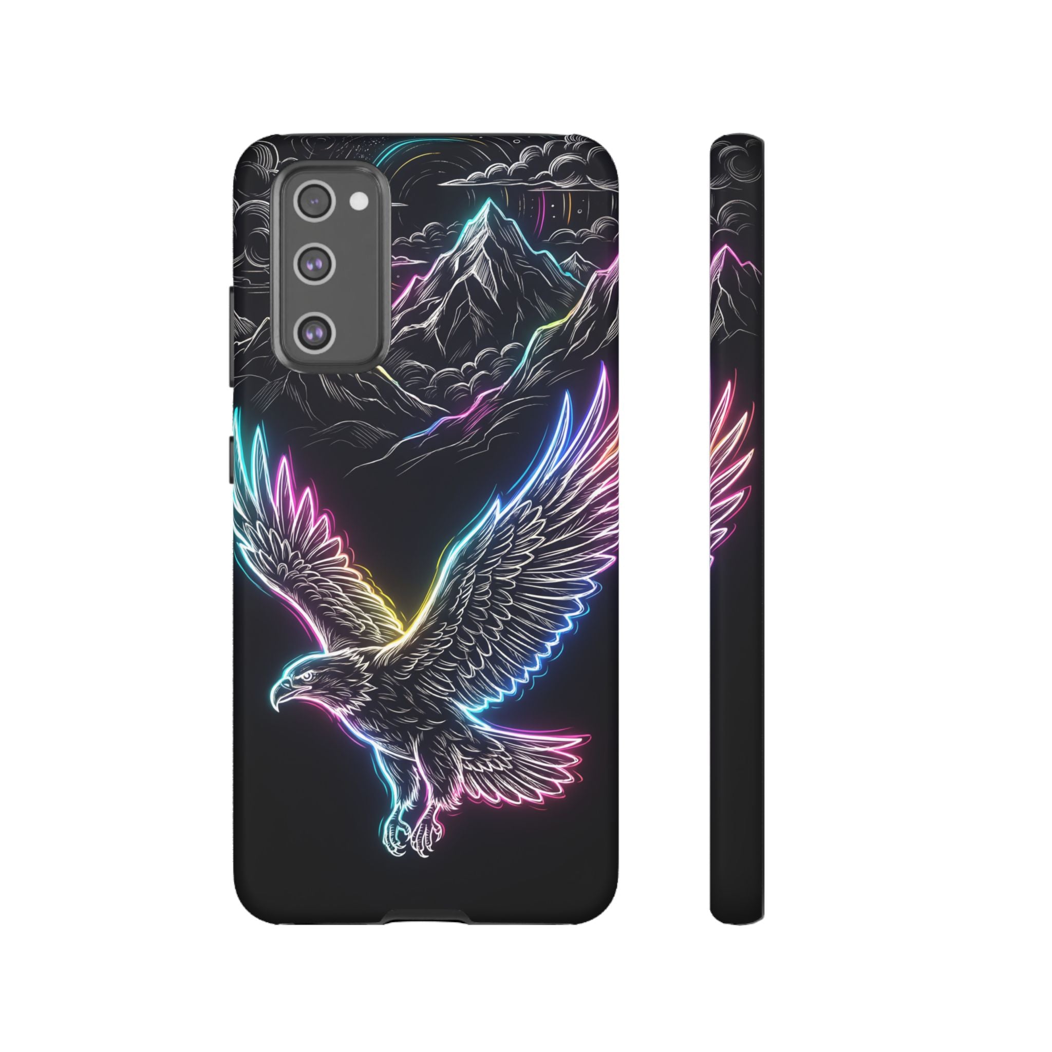 Neon Eagle Samsung Galaxy Phone Case with Mountain Design
