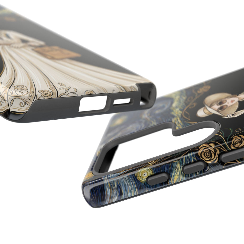 Vintage Starry Night Fashion Samsung Galaxy Phone Case | Elegant Lady in White Dress
