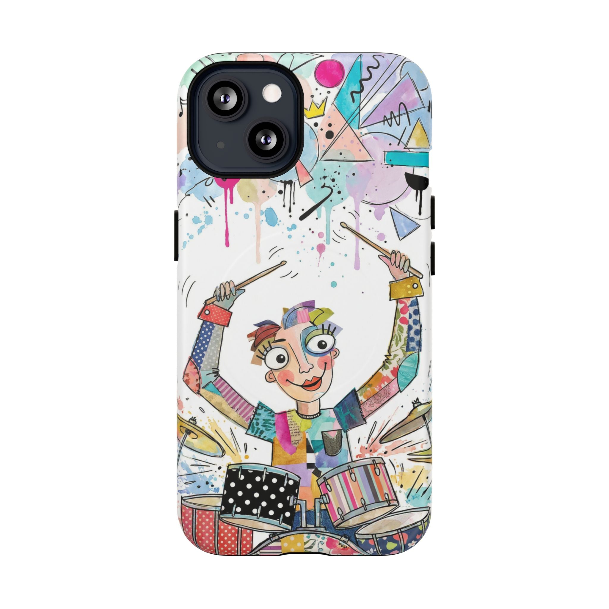 Drummer Boy MagSafe iPhone Case | Colorful Cartoon Drum Kit Protective Cover