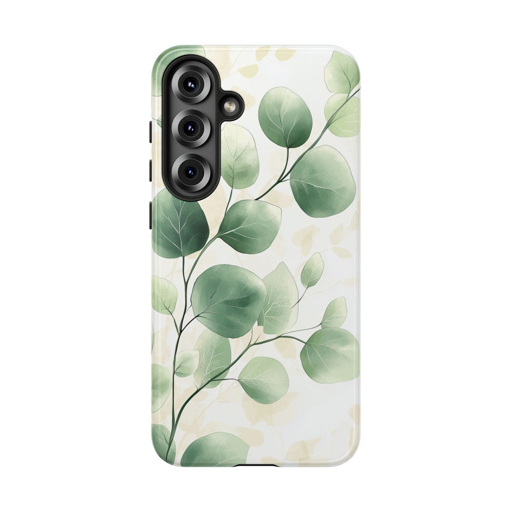 Botanical Eucalyptus Tough Samsung Galaxy Phone Case | Green Watercolour Leaf