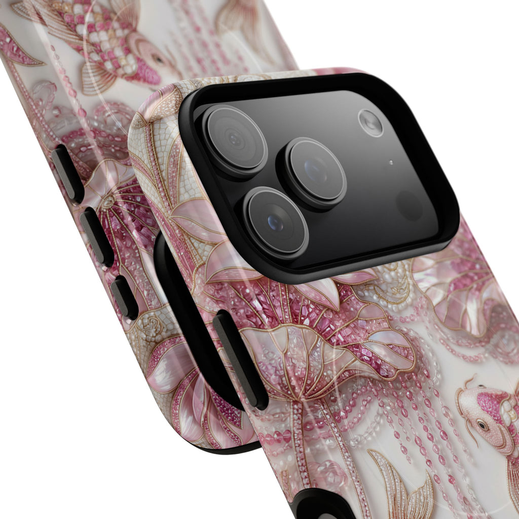 Koi Lotus Tough MagSafe Case — Pink Floral Fish iPhone Cover