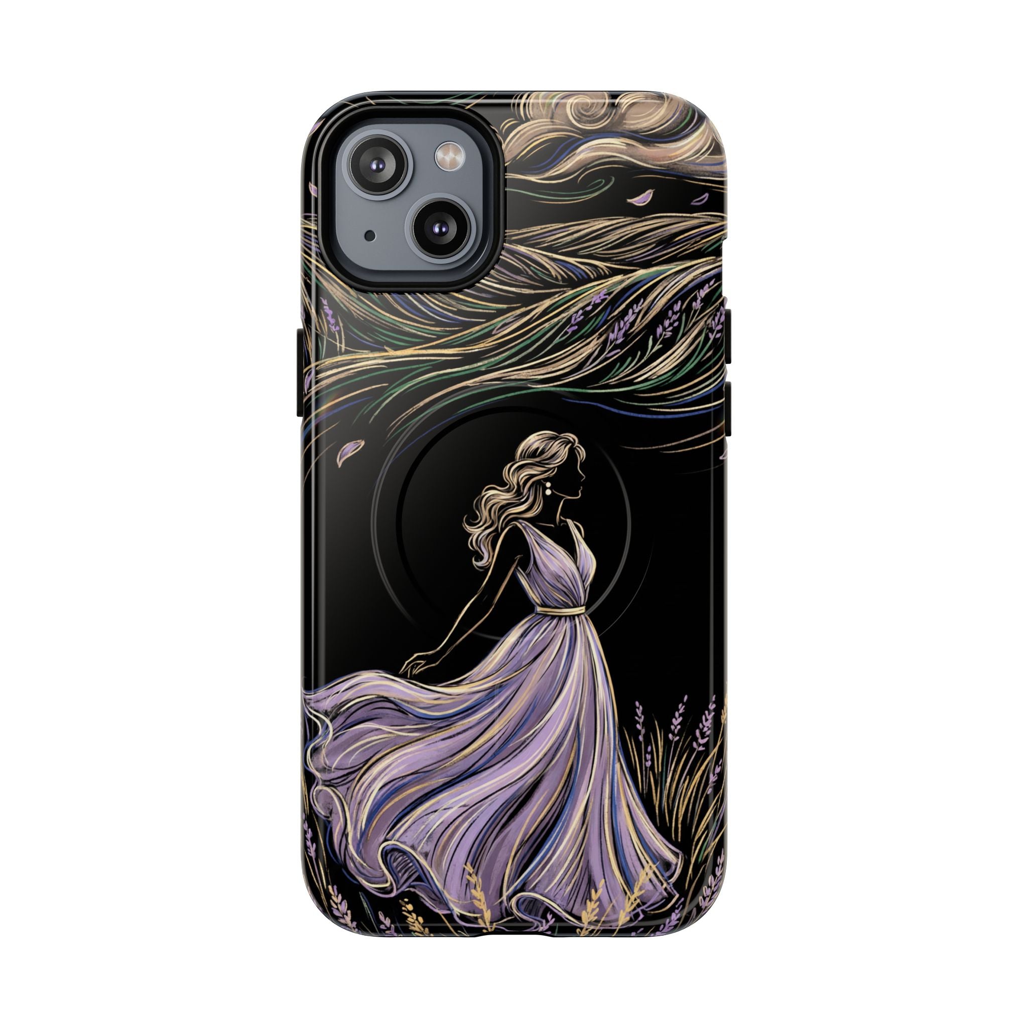 Lavender Breeze MagSafe iPhone Case | Elegant Dancing Woman Floral Protection