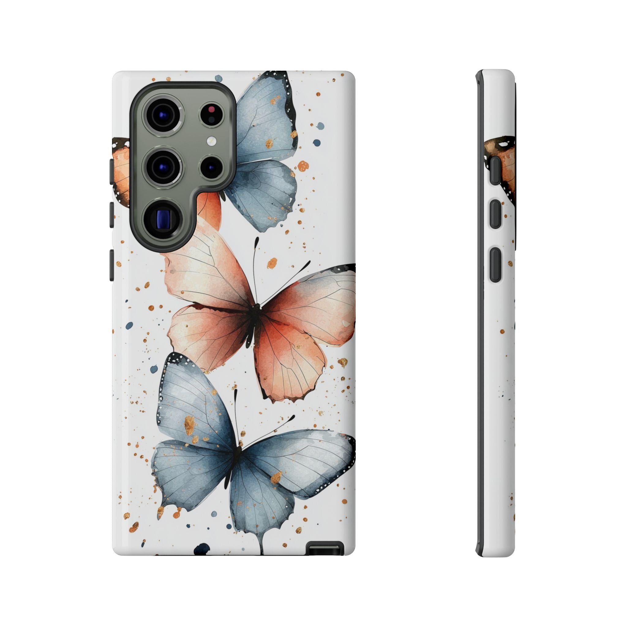 Watercolour Blue & Peach Butterfly Tough Samsung Galaxy Case