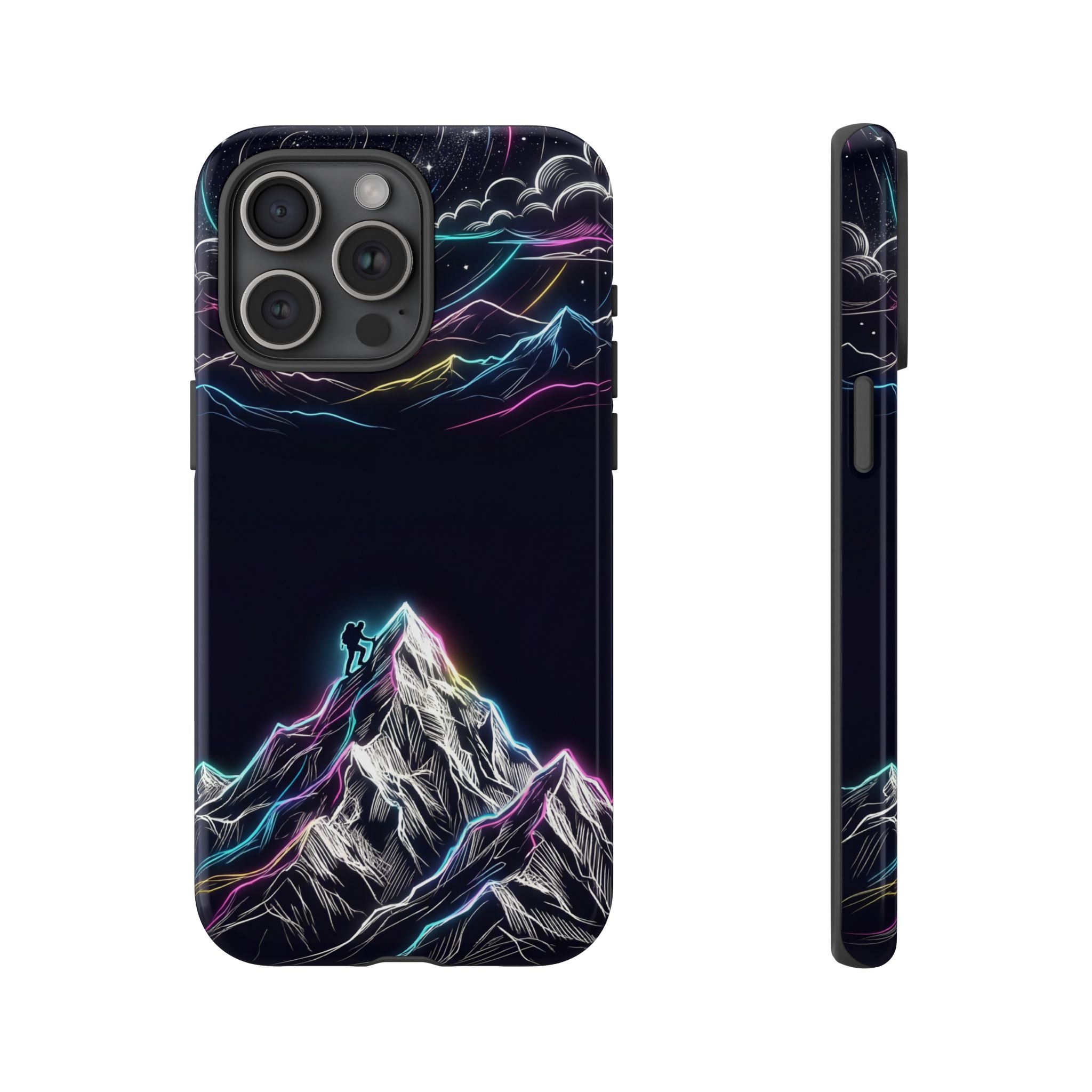 Mount Everest Neon iPhone Case | Dark Cosmic Climber Protective Cover
