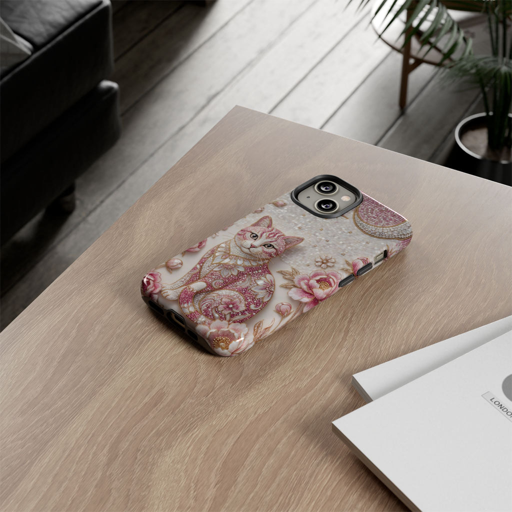 Cover iPhone Gatto Floreale Vintage | Cover iPhone Luna Rosa e Rose