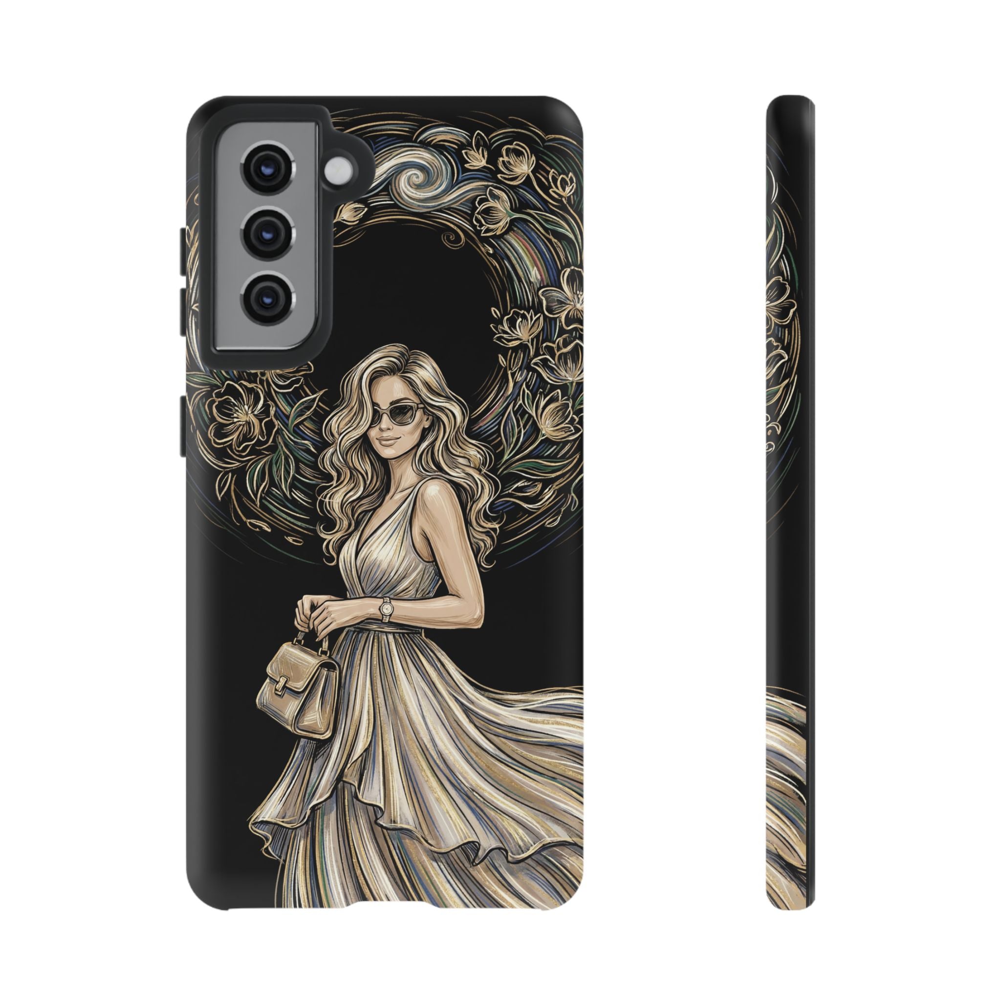 Stylish Woman Floral Wreath Tough Samsung Galaxy Phone Case