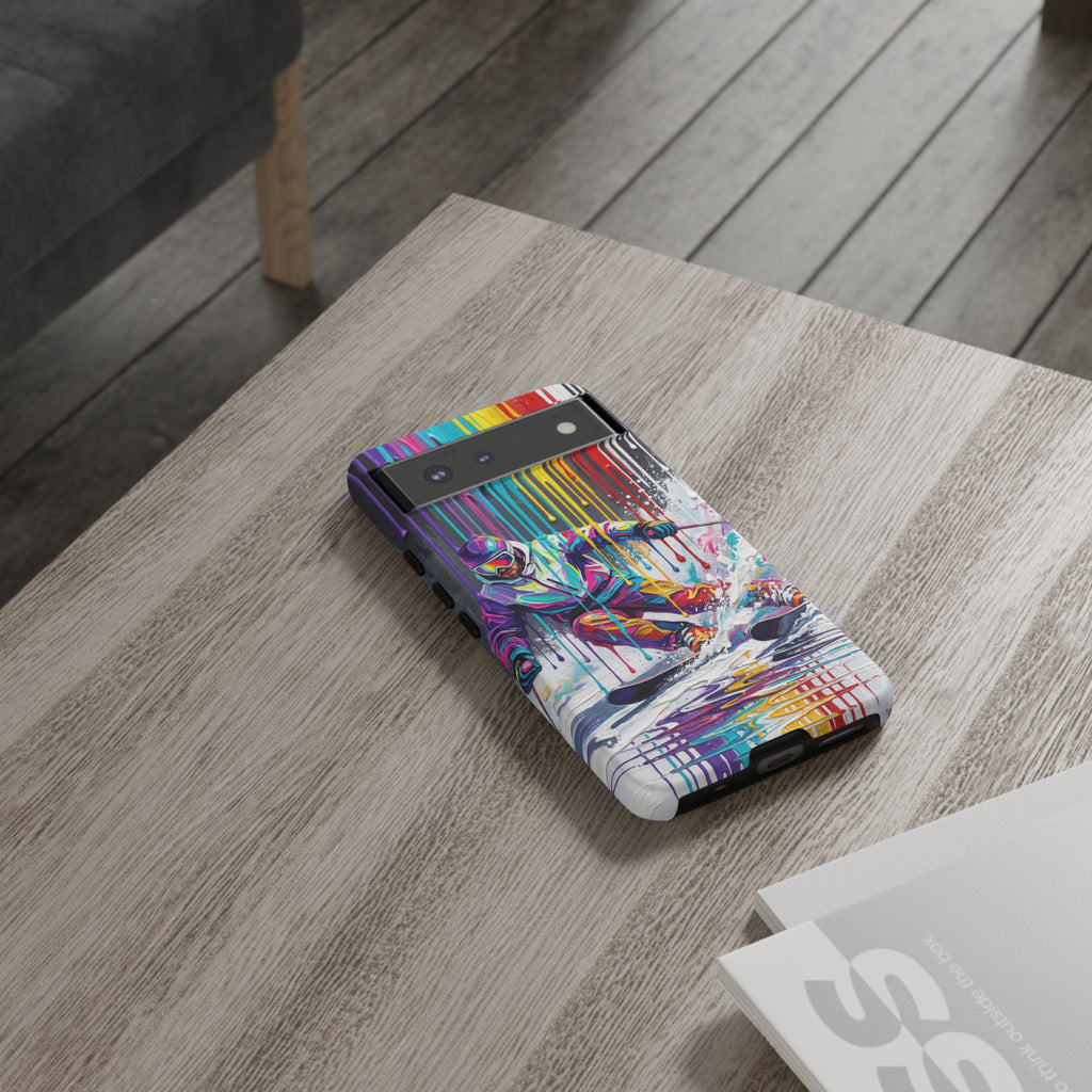 Colourful Skiing Drip Art Tough Google Pixel Phone Case