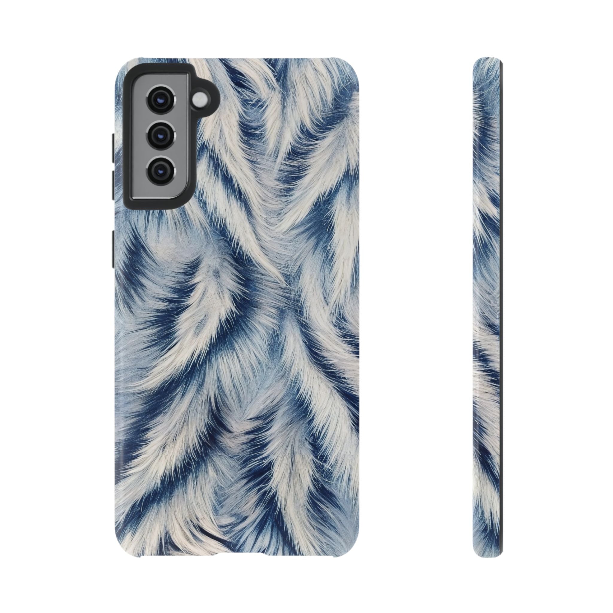 Blue Faux Fur Texture Protective Tough Samsung Galaxy Case