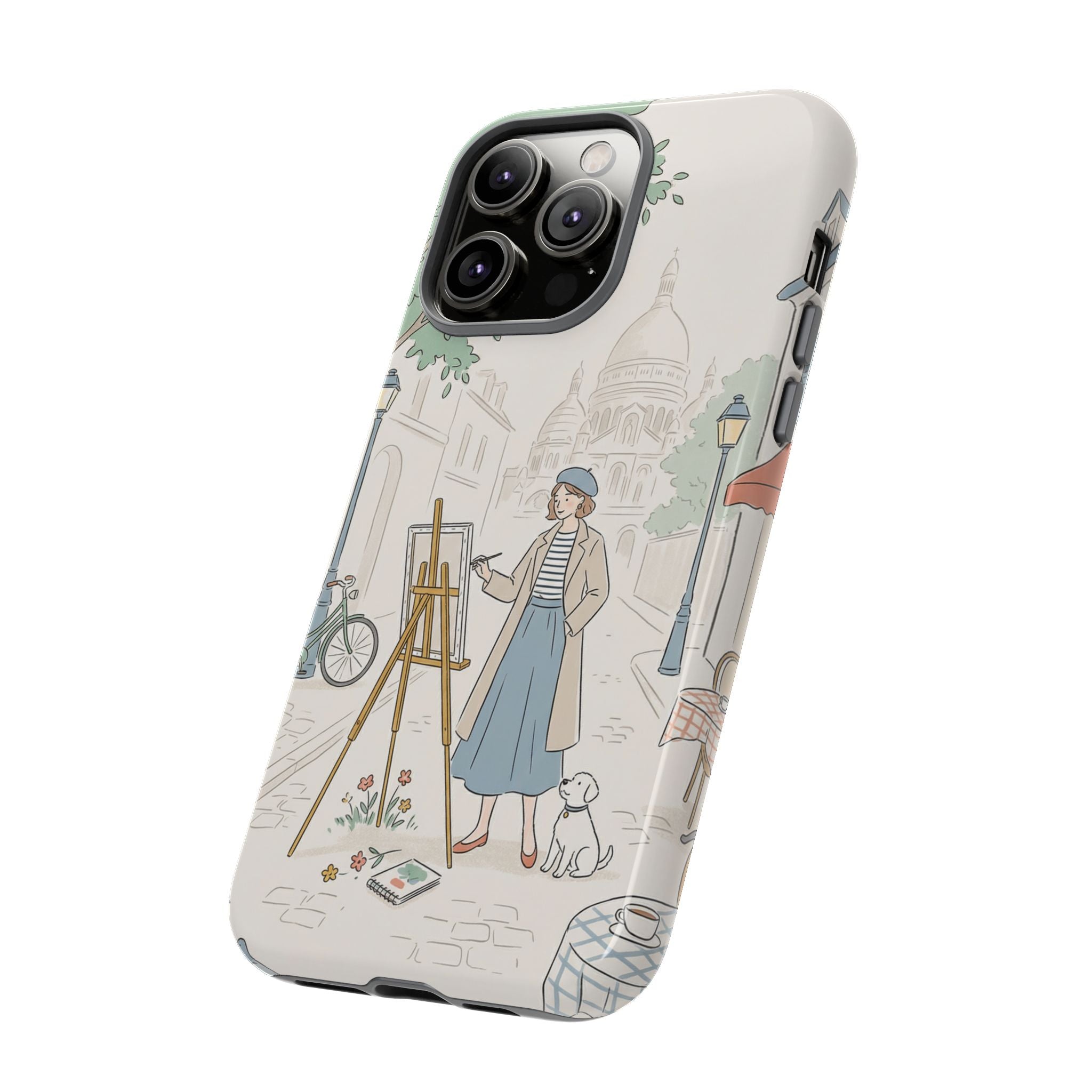 Artist in Paris iPhone Case | Vintage Painter Street Scene Protective Cover