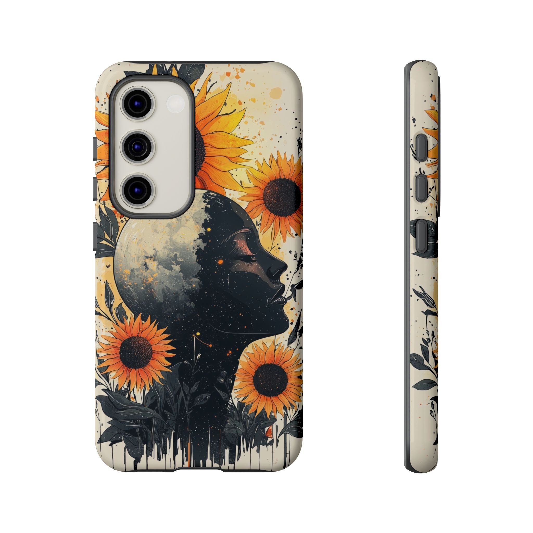 Sunflower Moon Art Samsung Galaxy Case | Floral Celestial