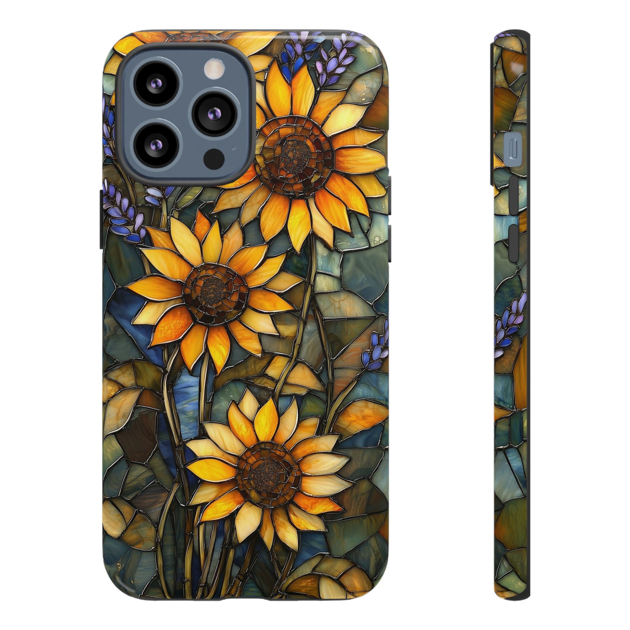 Sunflower Stained Glass Tough iPhone Case | Floral Protective Cover
