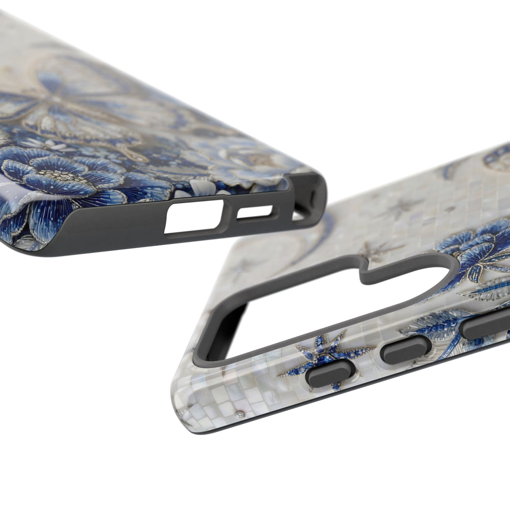 Blue Moon Butterfly Samsung Galaxy Phone Case | Floral Protective Tough Case