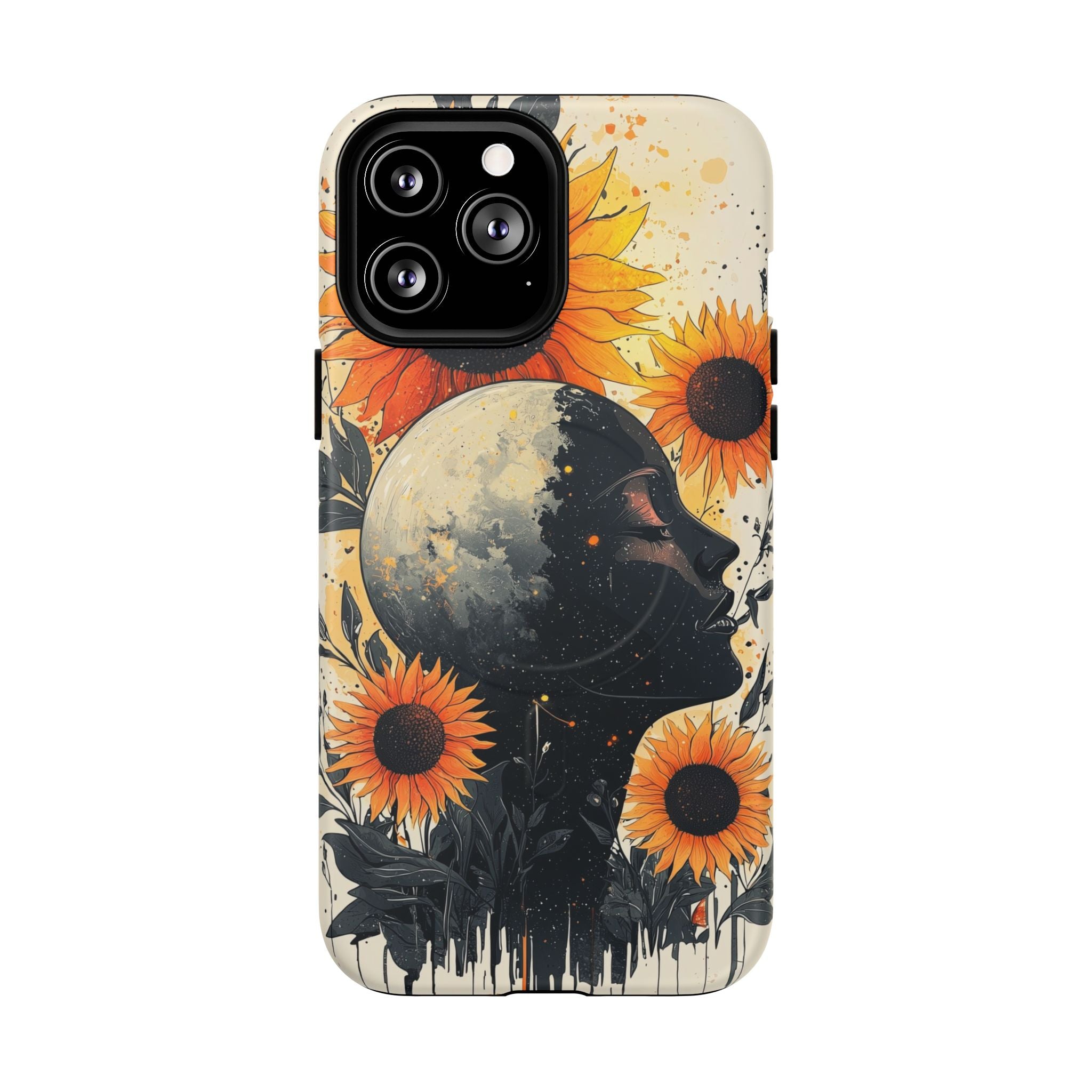 Custodia MagSafe per iPhone Sunflower Moon Art | Floreale Celeste