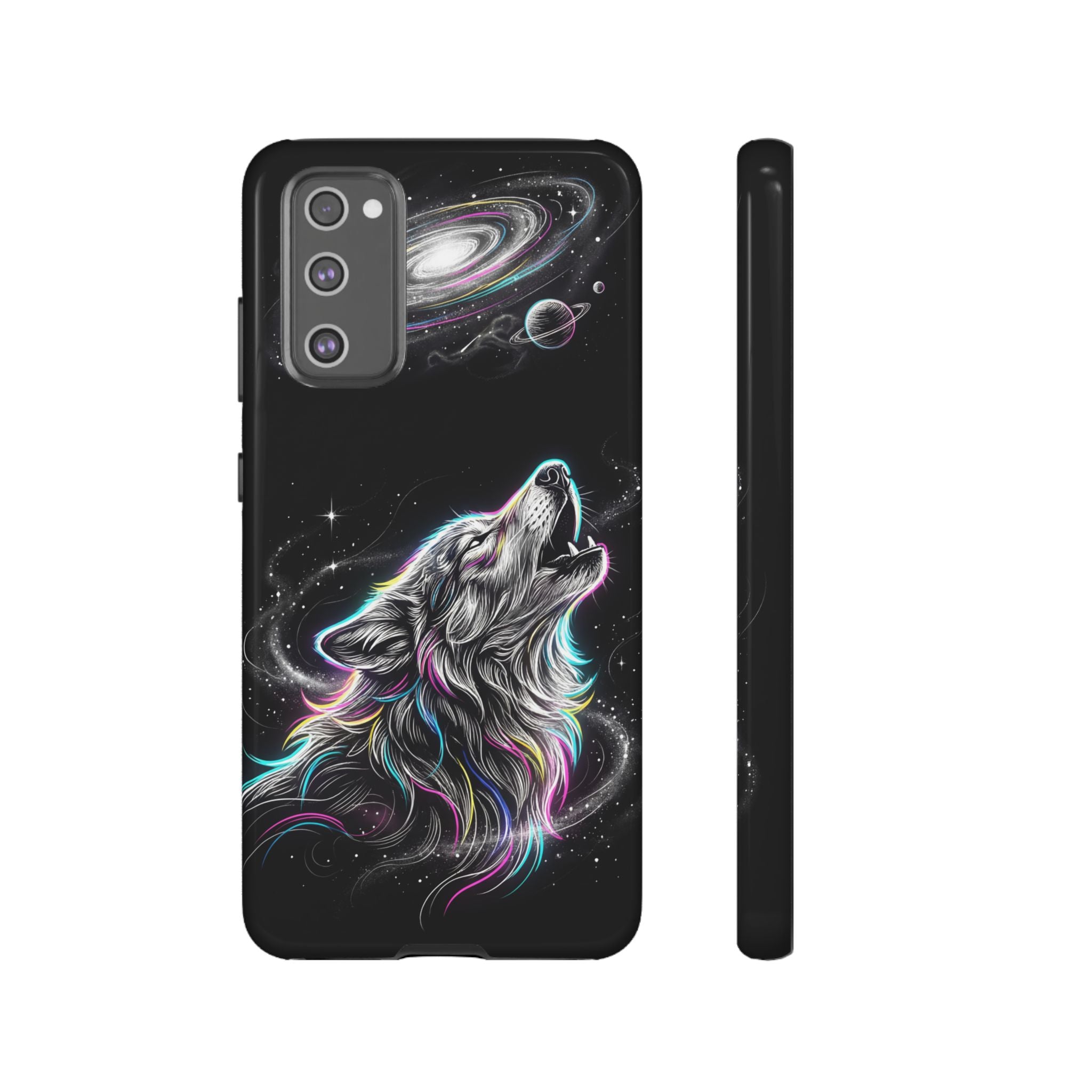 Wolf Galaxy Tough Samsung Galaxy Phone Case | Colorful Howling Wolf Space Design